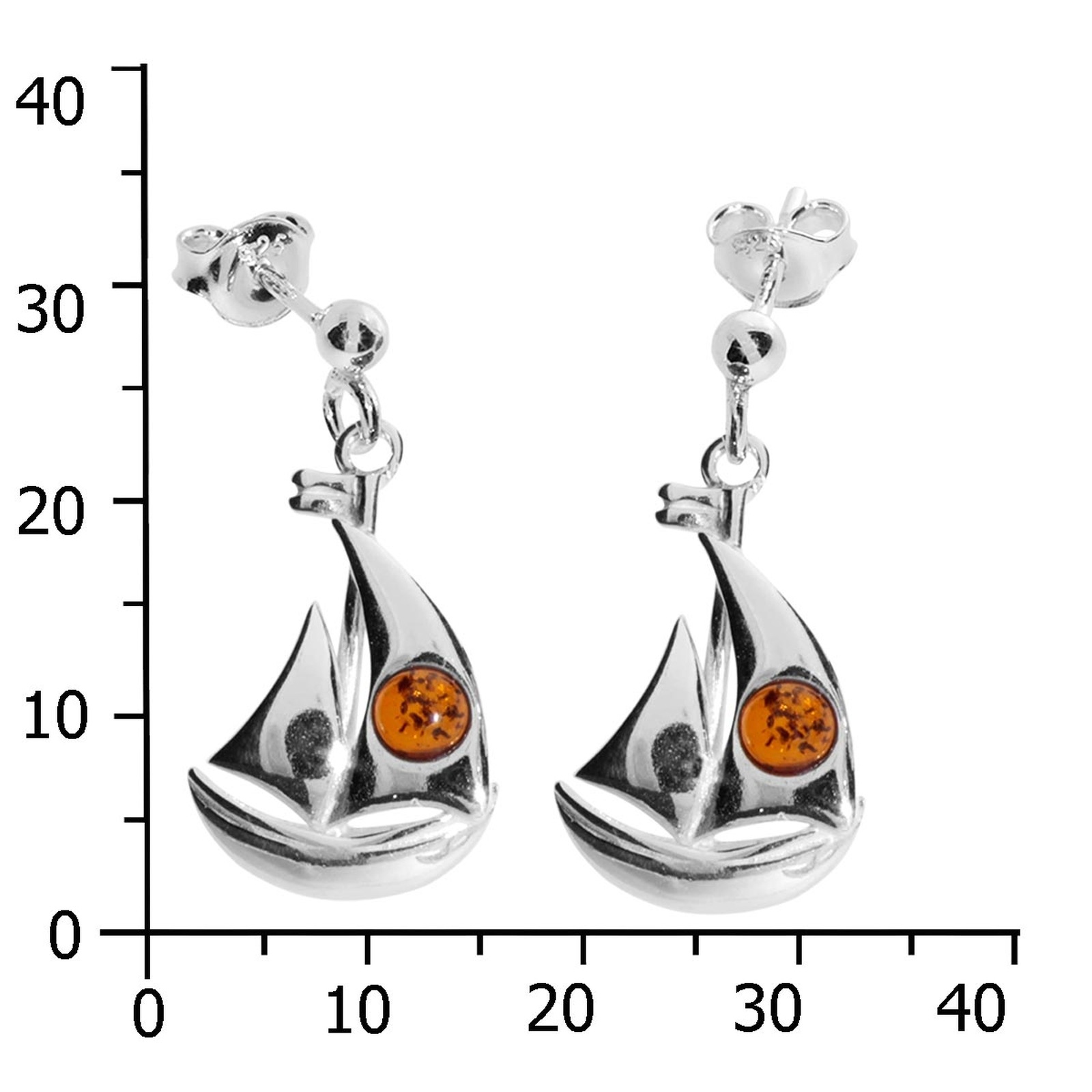 OSTSEE-SCHMUCK Paar Ohrhänger »- Segelschiff - Silber 925/000 - Bernstein«