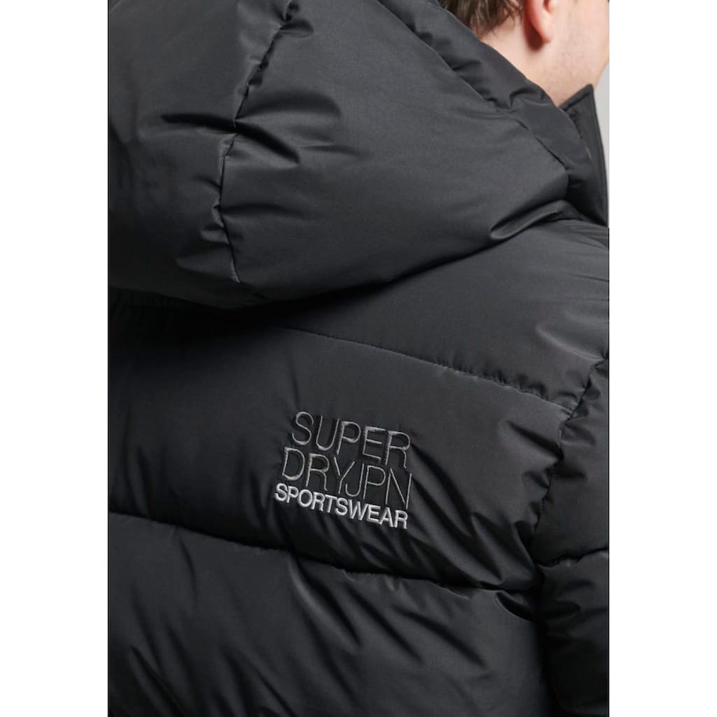 Superdry Steppjacke »HOODED LONGLINE SPORTS PUFFER«, mit Kapuze