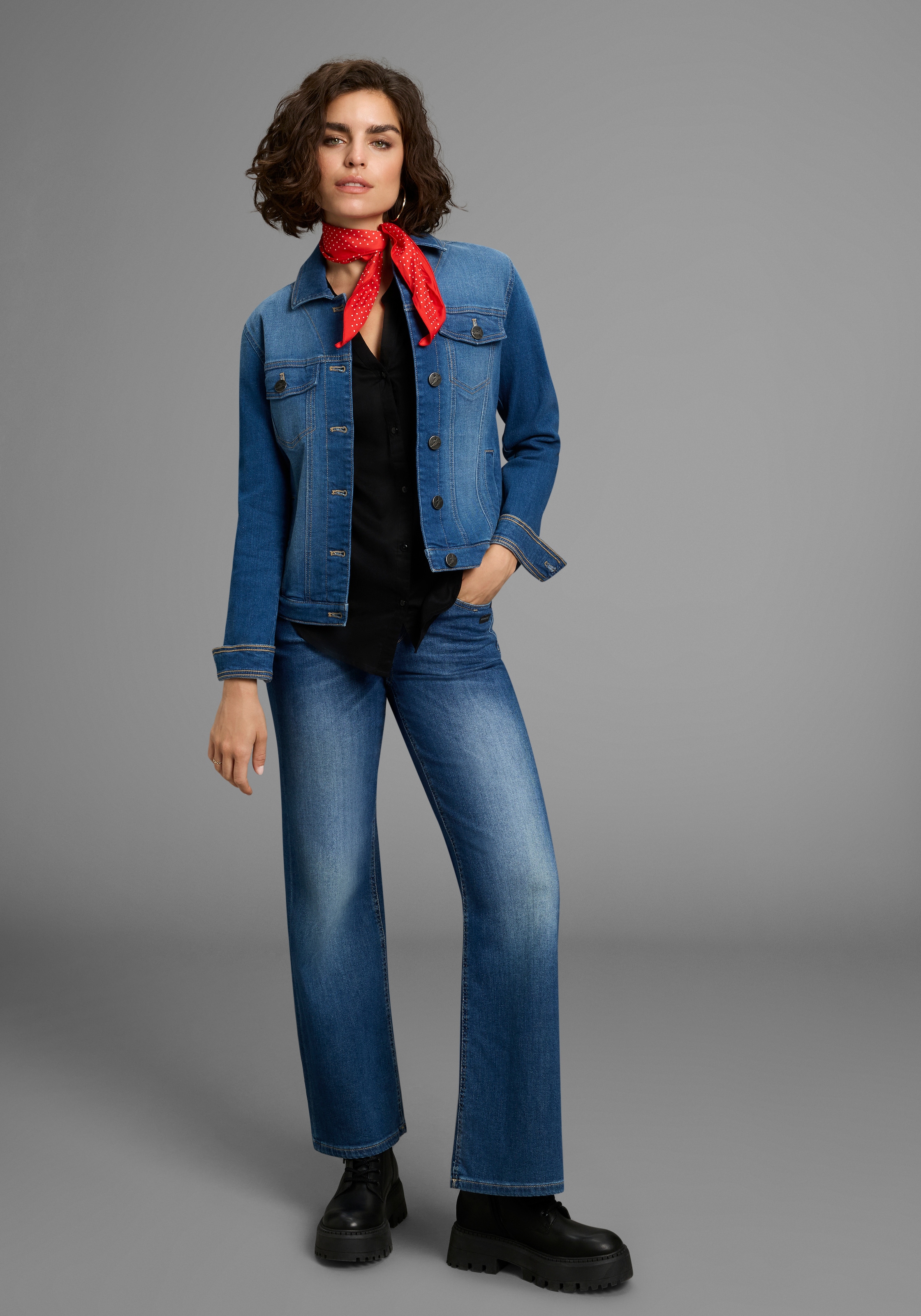 Arizona Jeansjacke, aus Baumwollmischung, figurbetont, in Stretch-Qualität