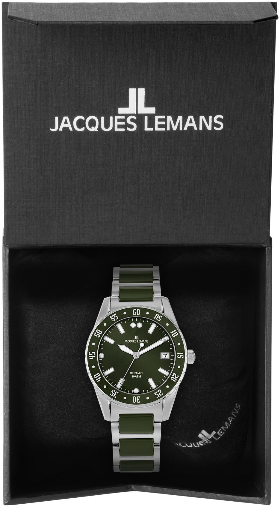 Jacques Lemans Keramikuhr »Liverpool« Quarzuhr, Armbanduhr, Herrenuhr, bis 10 bar wasserdicht, analog, Datum