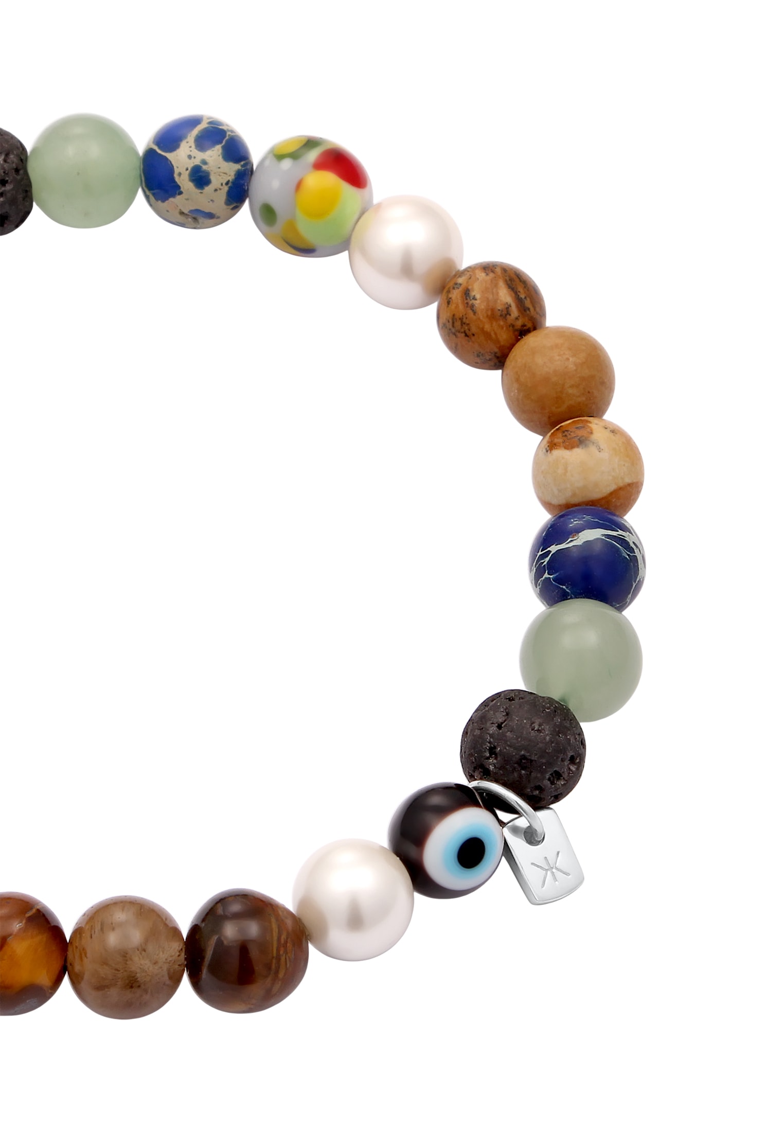 Kuzzoi Armkette »Armband Smiling Face Evil Eye Bead Glas Achat 925 Sterling Silber«