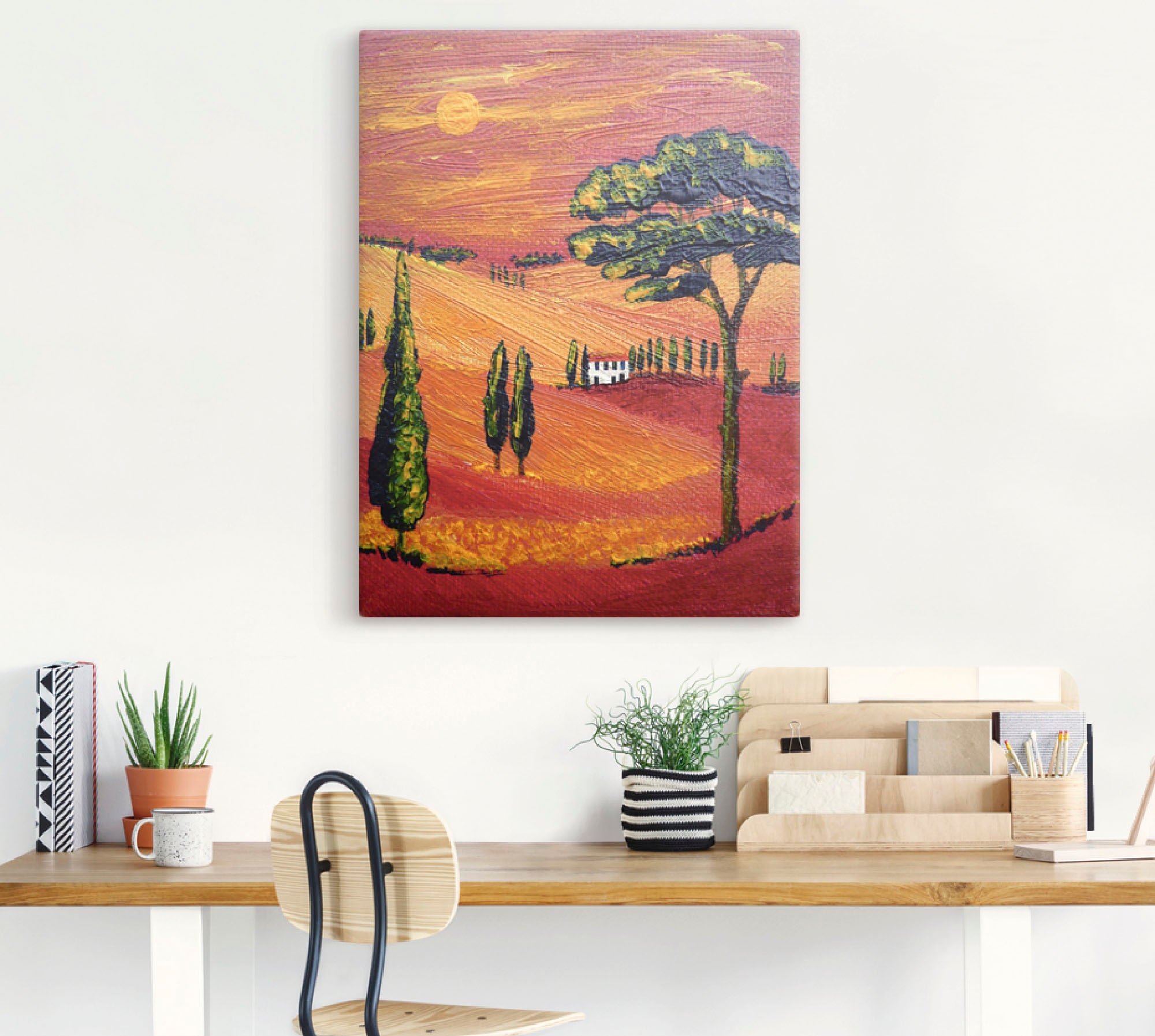 Artland Leinwandbild »Irgendwo in der Toskana/Toscana«, Sonnenaufgang & -untergang, (1 St.), auf Keilrahmen gespannt