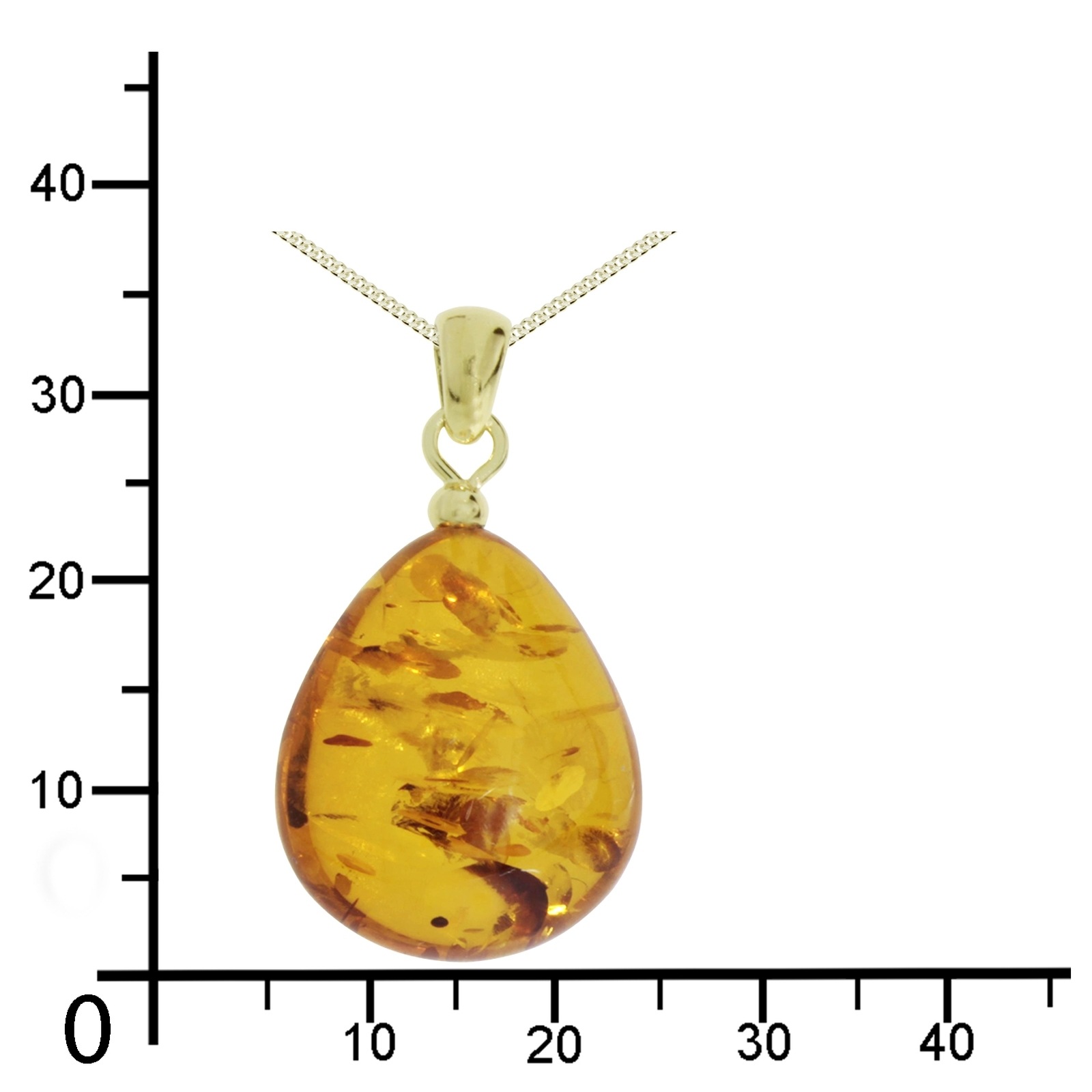OSTSEE-SCHMUCK Kette mit Anhänger »- Tropfen flach, ca. 22 mm lang - Silber 925/000, vergoldet - Bernstein«
