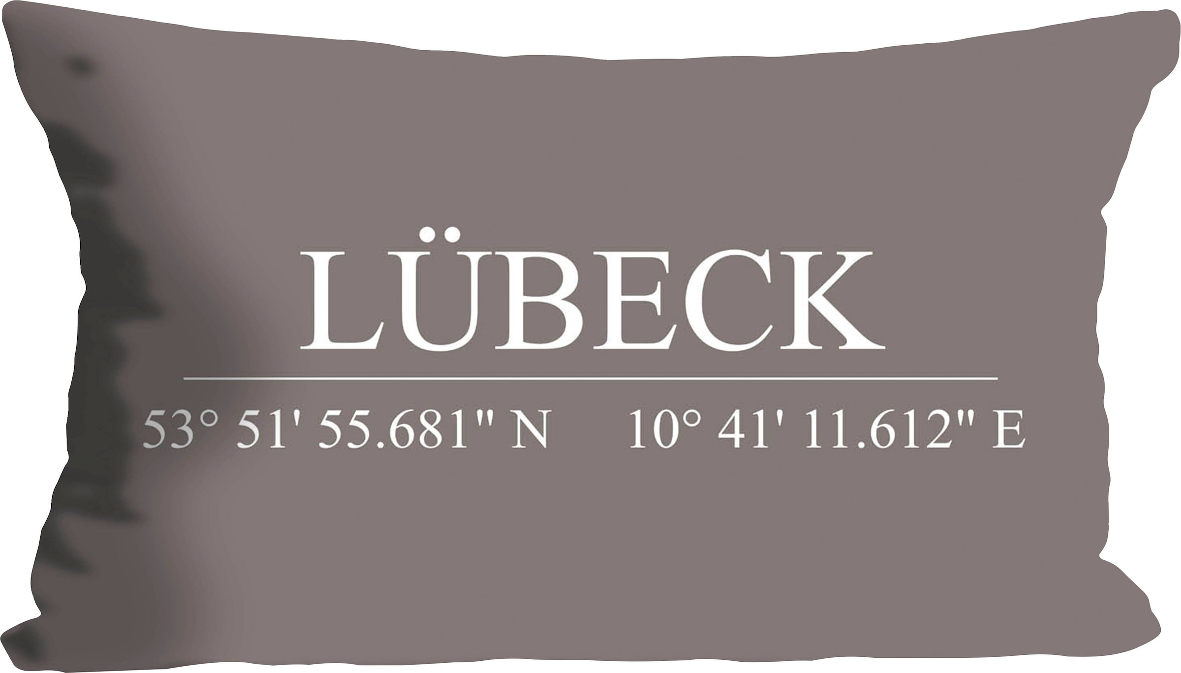 queence Dekokissen »Lübeck«, mit Schriftzug, Kissenhülle ohne Füllung, 1 Stück