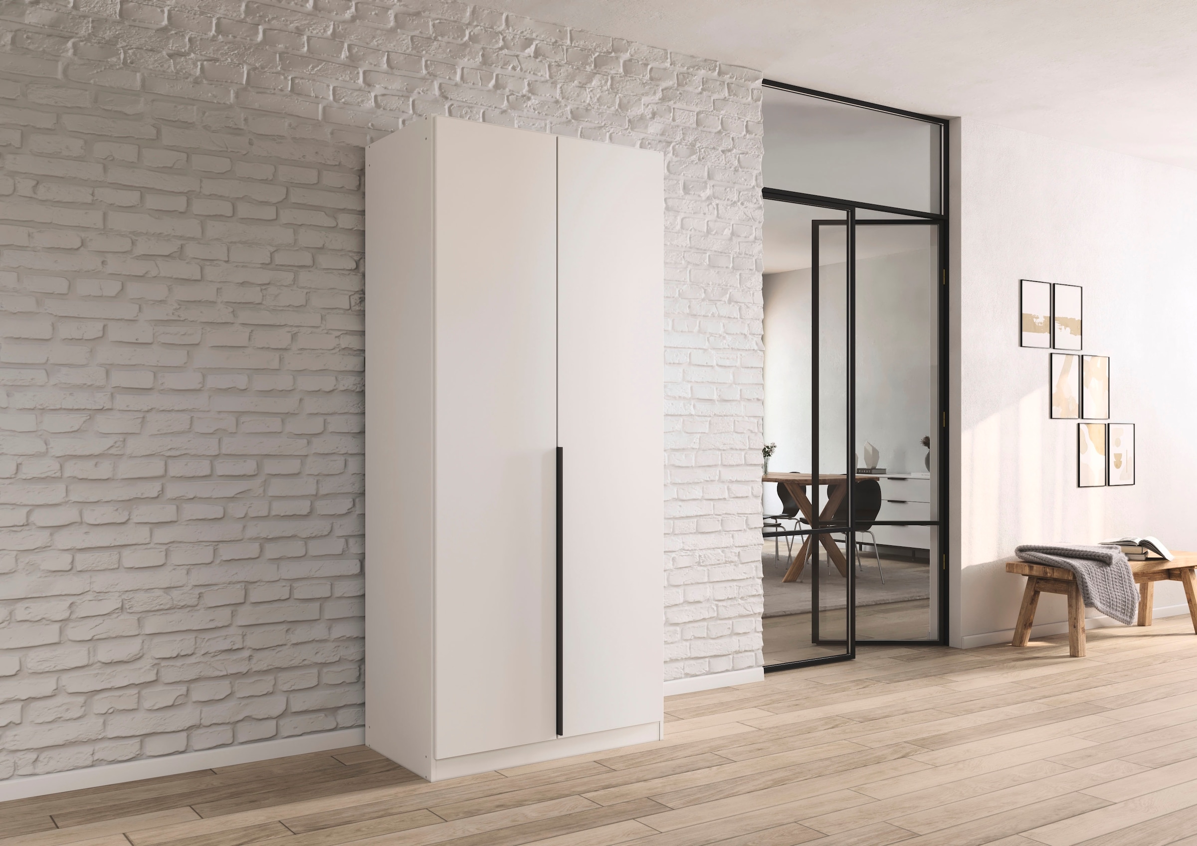 rauch Drehtürenschrank »Kleiderschrank Schrank Garderobe AGORDO TOPSELLER Schlafzimmer« in zwei Griff-Farben, Breiten 91-360 cm, Dekor- oder Hochglanzfront,  durchdachte Innenausstattung, in 7 Breiten und 2 Höhen MADE IN GERMANY