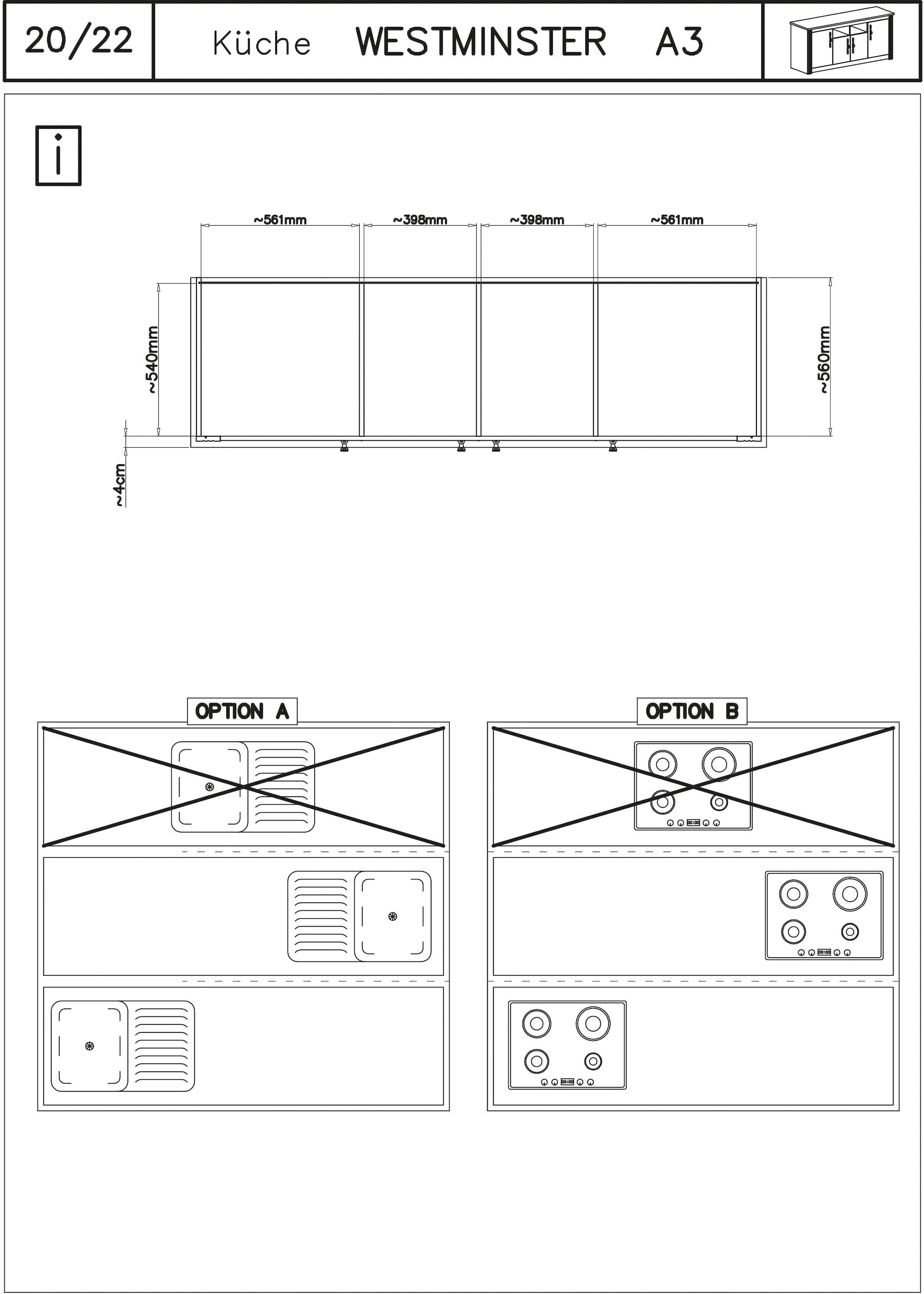 KOCHSTATION Küche »KS-Westminster«, Breite 270 cm, ohne E-Geräte