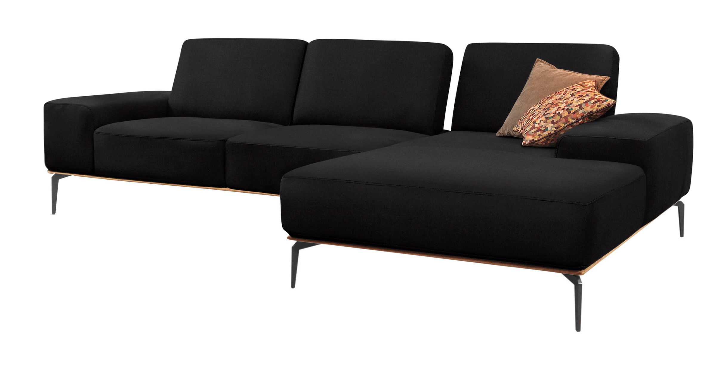 W.SCHILLIG Ecksofa »run, Designsofa mit tollem Sitzkomfort, bequem, L-Form«, mit Holzsockel, Füße in Schwarz pulverbeschichtet, Breite 319 cm