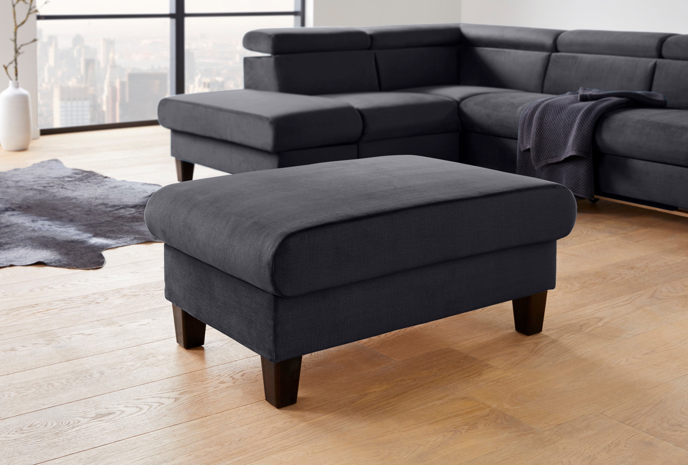 COTTA Polstergarnitur »Morven L-Form«, (Set), Set bestehend aus: Ecksofa mit Kopfteilverstellung & Hocker