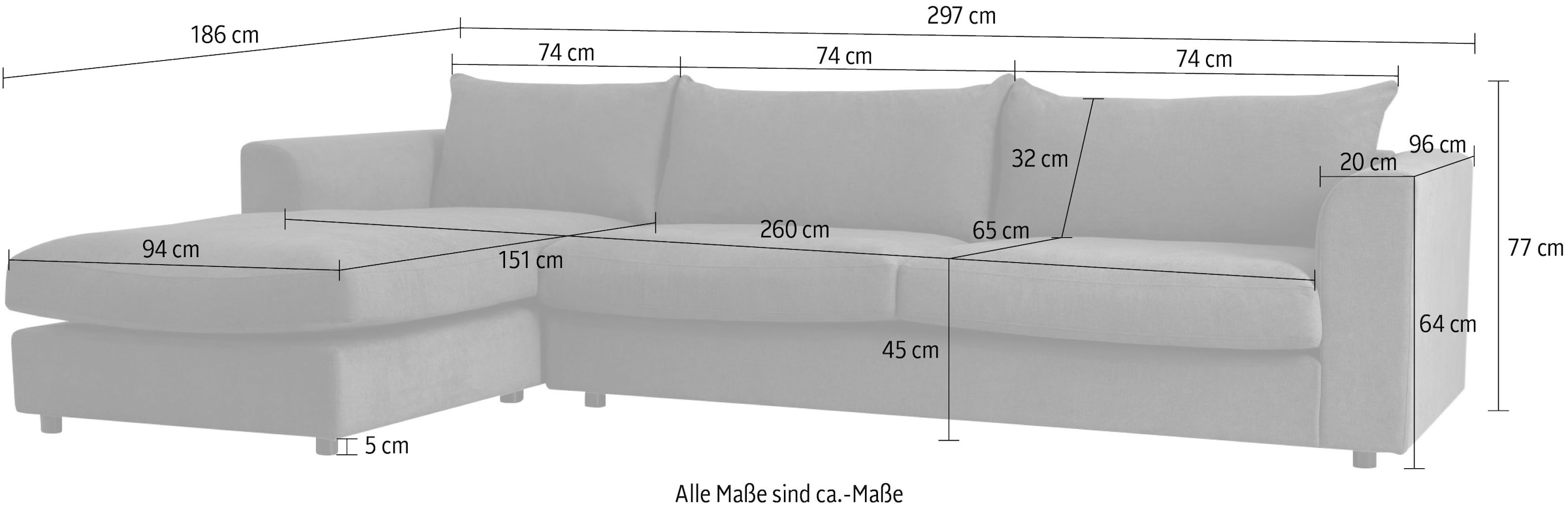 LeGer Home by Lena Gercke Ecksofa »Avelina«, (2 St.), Breite 297 cm, in Cord- und Chenille- Stoff, Rückenkissen mit Federn