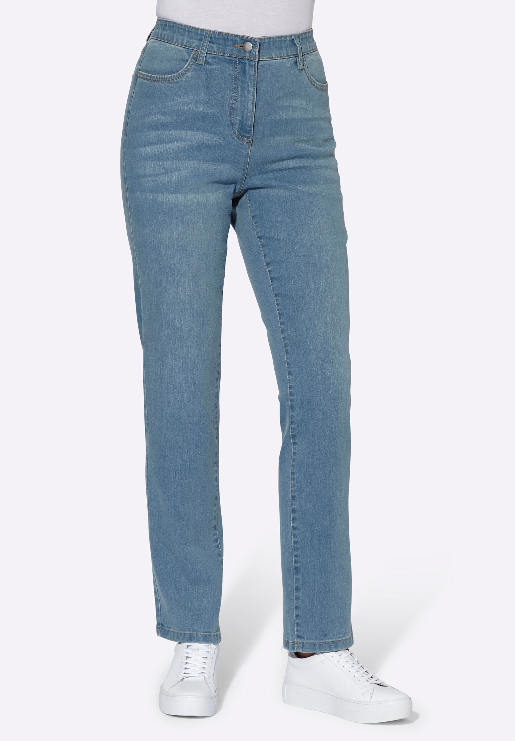 Sieh an! Bequeme Jeans »Jeans High-waist-Jeans mit innenliegendem Dehnbund« mit elastischem High-Waist-Bund