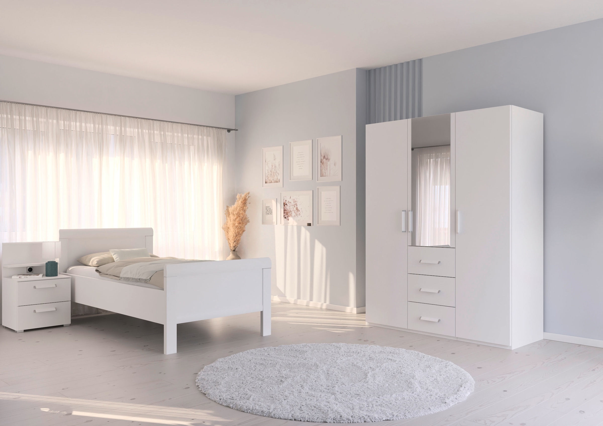rauch Schlafzimmer-Set »Komplettschlafzimmer Schlafzimmer EVELYN« Set, 3 Stk. tlg. Schrank und Bett in 2 Breiten, Nachttisch mit Paneel MADE IN GERMANY