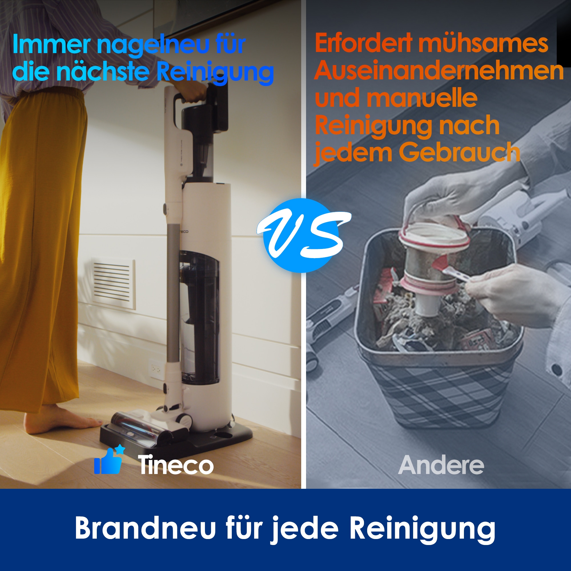 Tineco Akku-Stielstaubsauger »Pure One Station 5, 2x6-fach Filter für Allergiker und Tierhaushalte« Automatik Modus, Zyklonfilter, bis zu 70 Min Laufzeit, Akku wechselbar