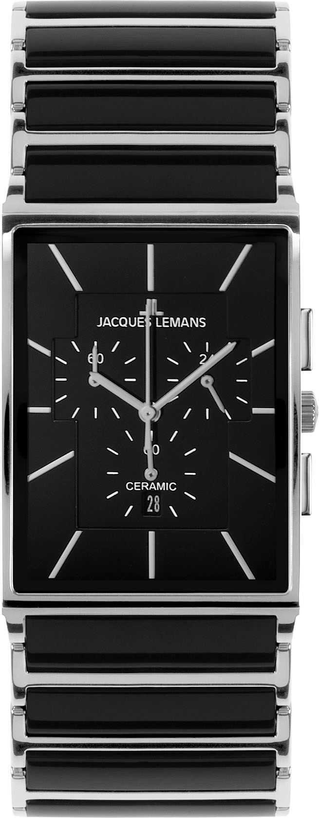 Jacques Lemans Chronograph »York« Quarzuhr, Armbanduhr, Herrenuhr, Keramik, analog, Tag, Stoppfunktion