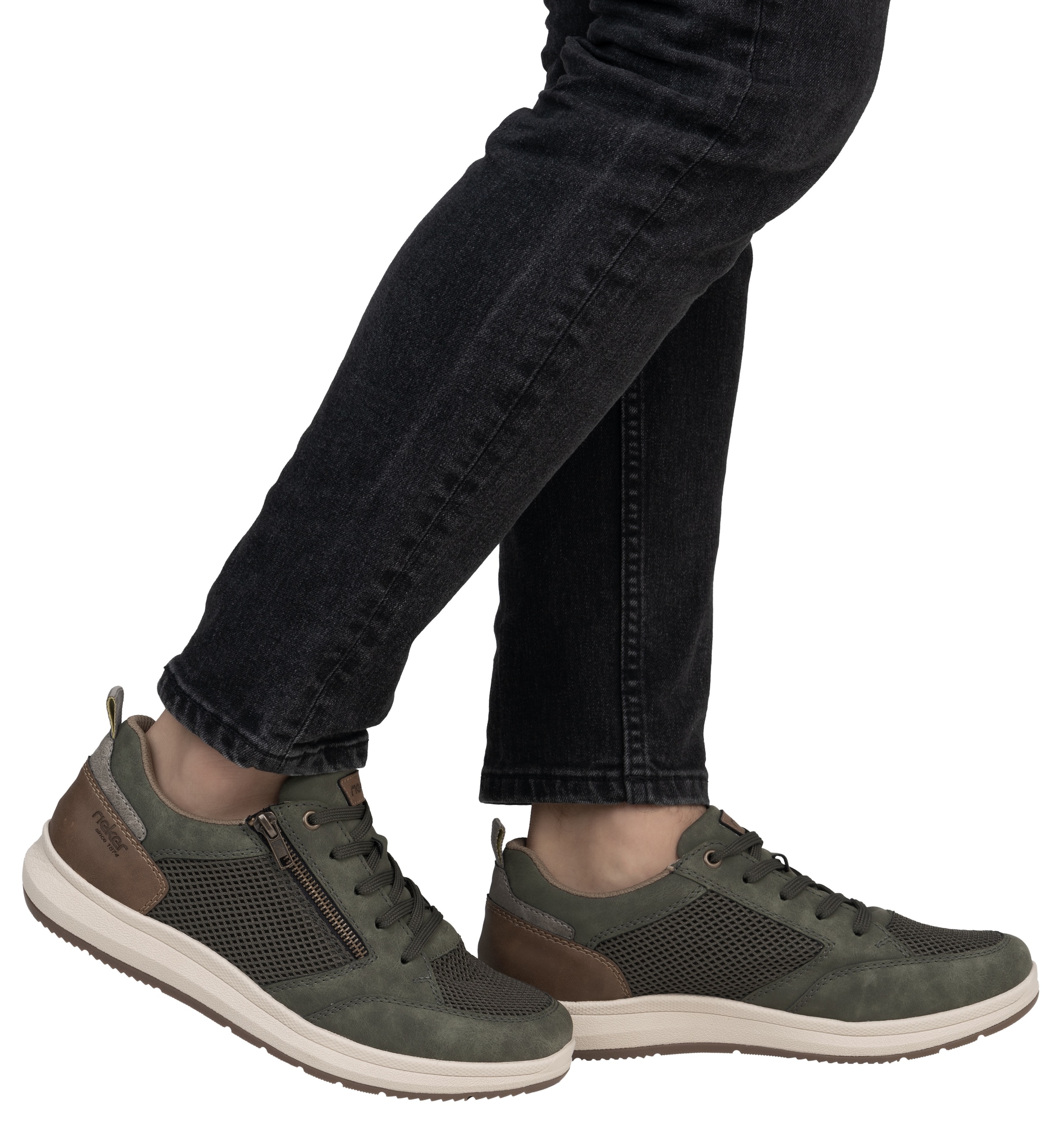 Rieker Sneaker, Halbschuh, Freizeitschuh, Schnürschuh mit seitlichem Reißverschluss
