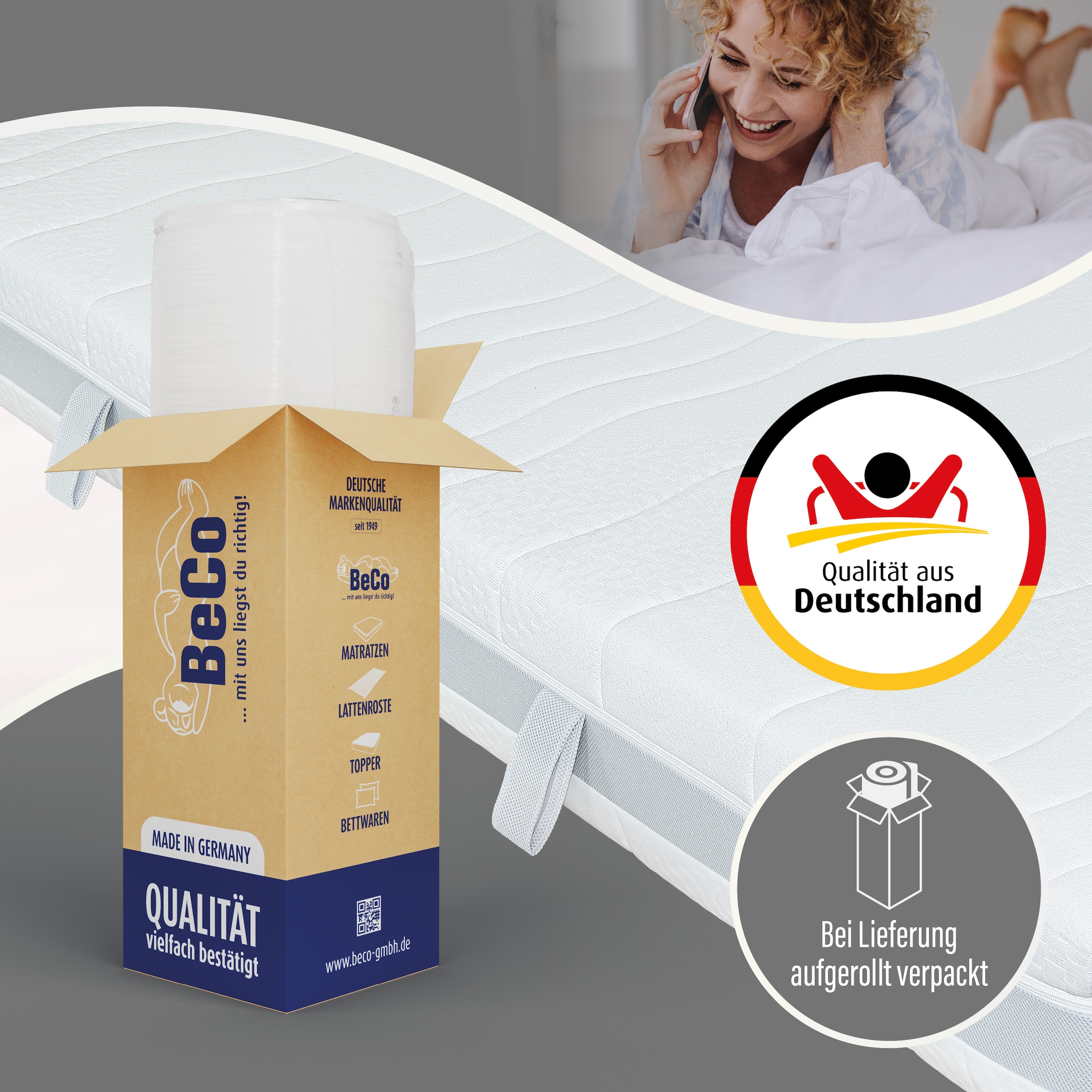 Beco Taschenfederkernmatratze »Feel Like Latex TWIN - GOLD, Matratze 90x200 cm, 140x200 cm und mehr« 22 cm hoch 500 Federn 1 Stk. tlg. Premium-Hybridmatratze für besten Schlafkomfort, atmungsaktiv