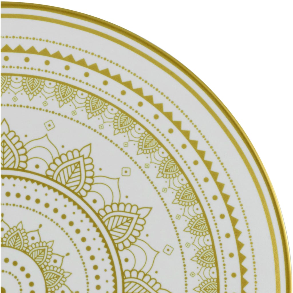 CreaTable Teller-Set »Mandala Gold«, (Set, 12 tlg., Tafelservice für 4 Personen), Service, goldene orientalische Motive, 12 Teile, für 4 Personen