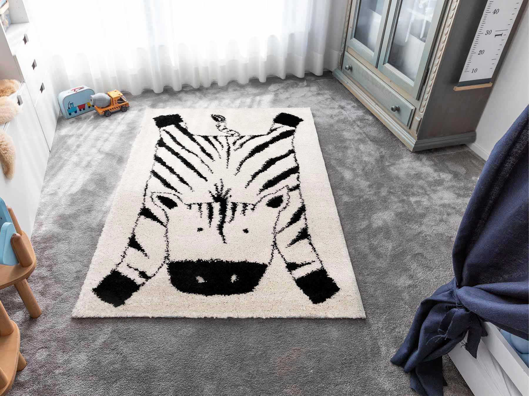 Primaflor-Ideen in Textil Kinderteppich »NOMAD - Zebra«, rechteckig, 35 mm Höhe, Hochflor, Motiv Zebra, weich & kuschelig, Kinderzimmer