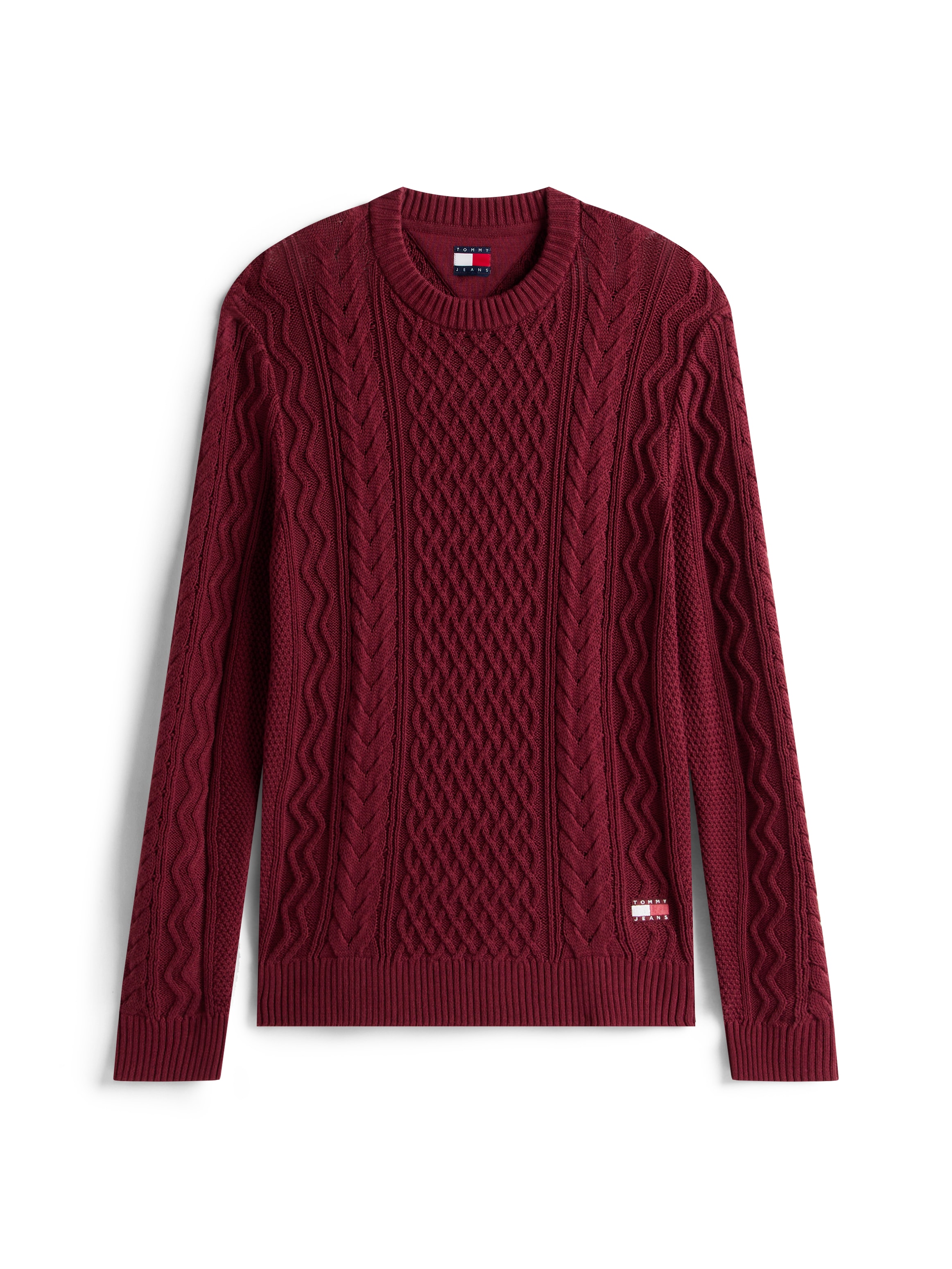 Tommy Jeans Strickpullover »BADGE CABLE«, Slim Fit, Rundhals