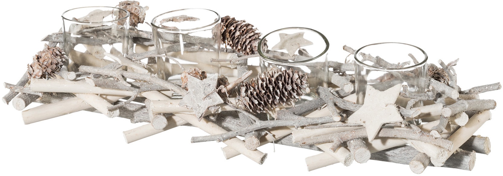 Creativ deco Teelichthalter »Weihnachtsdeko«, 4 St.), für bequem Kerzen, ideal als (1 natürliche Elementen, kaufen Adventkranz