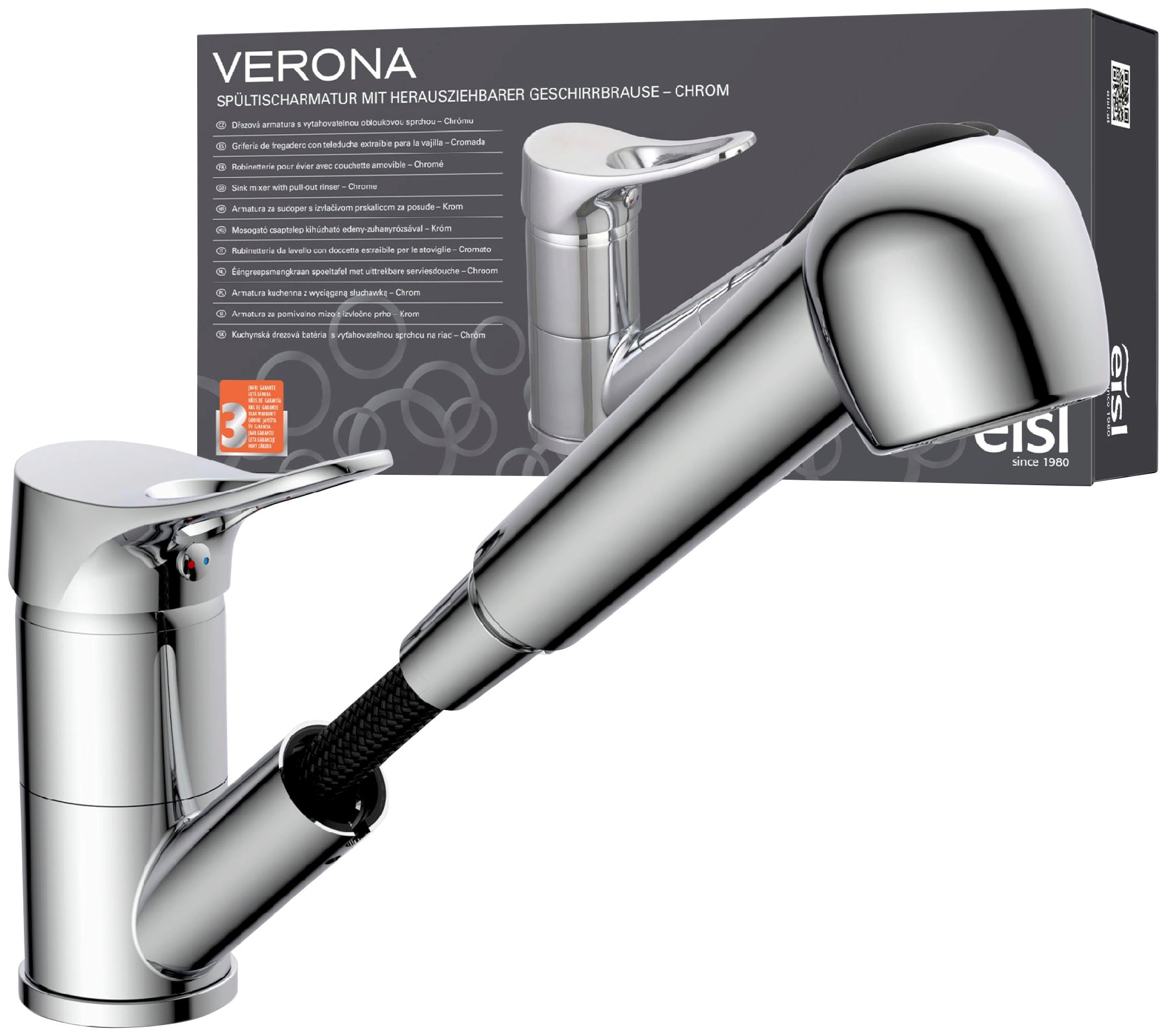 Eisl Spültischarmatur »Verona« mit Geschirrbrause, Wasserhahn ausziehbar, 360° schwenkbar, Chrom