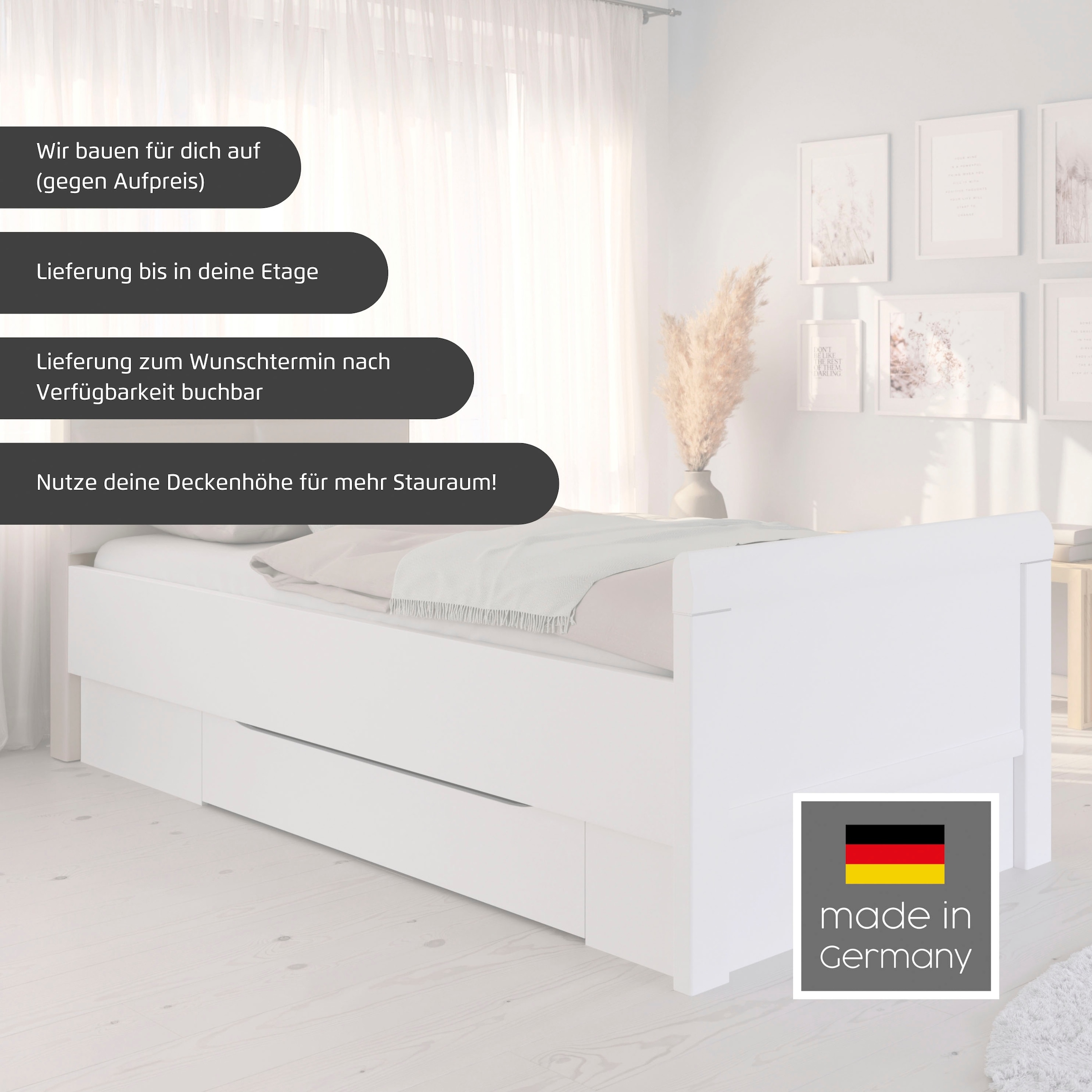 rauch Bett »Bett Einzelbett Stollenbett EVELYN«, in Komforthöhe aus Holzwerkstoff in elegantem Stil MADE IN GERMANY