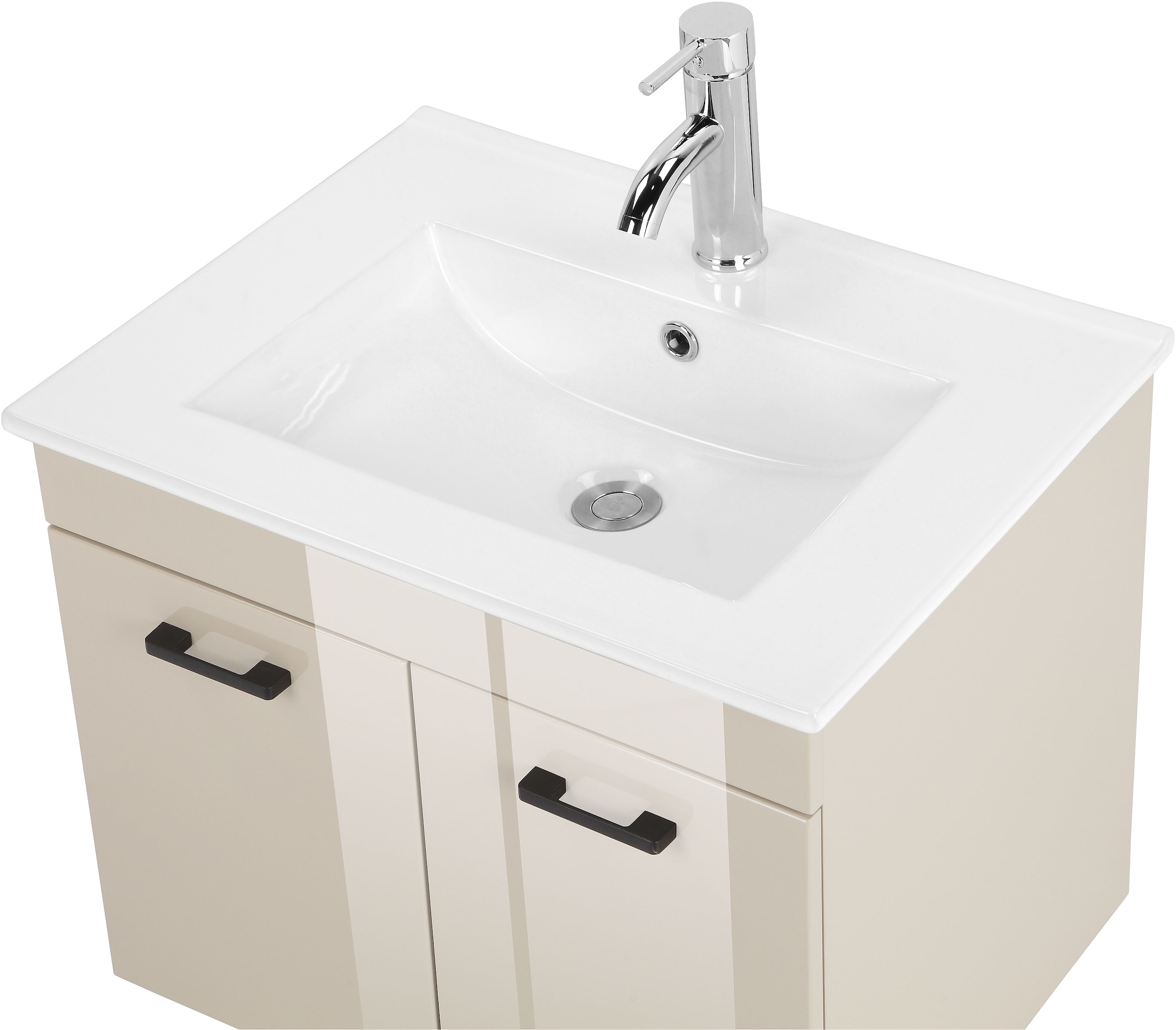 welltime Waschtisch »Florenz, Breite 60cm, 2 Tür, 2 Fächer, MDF-Front«, Waschplatz mit 2 Türen,in verschiedenen Farben erhältlich, Badmöbel