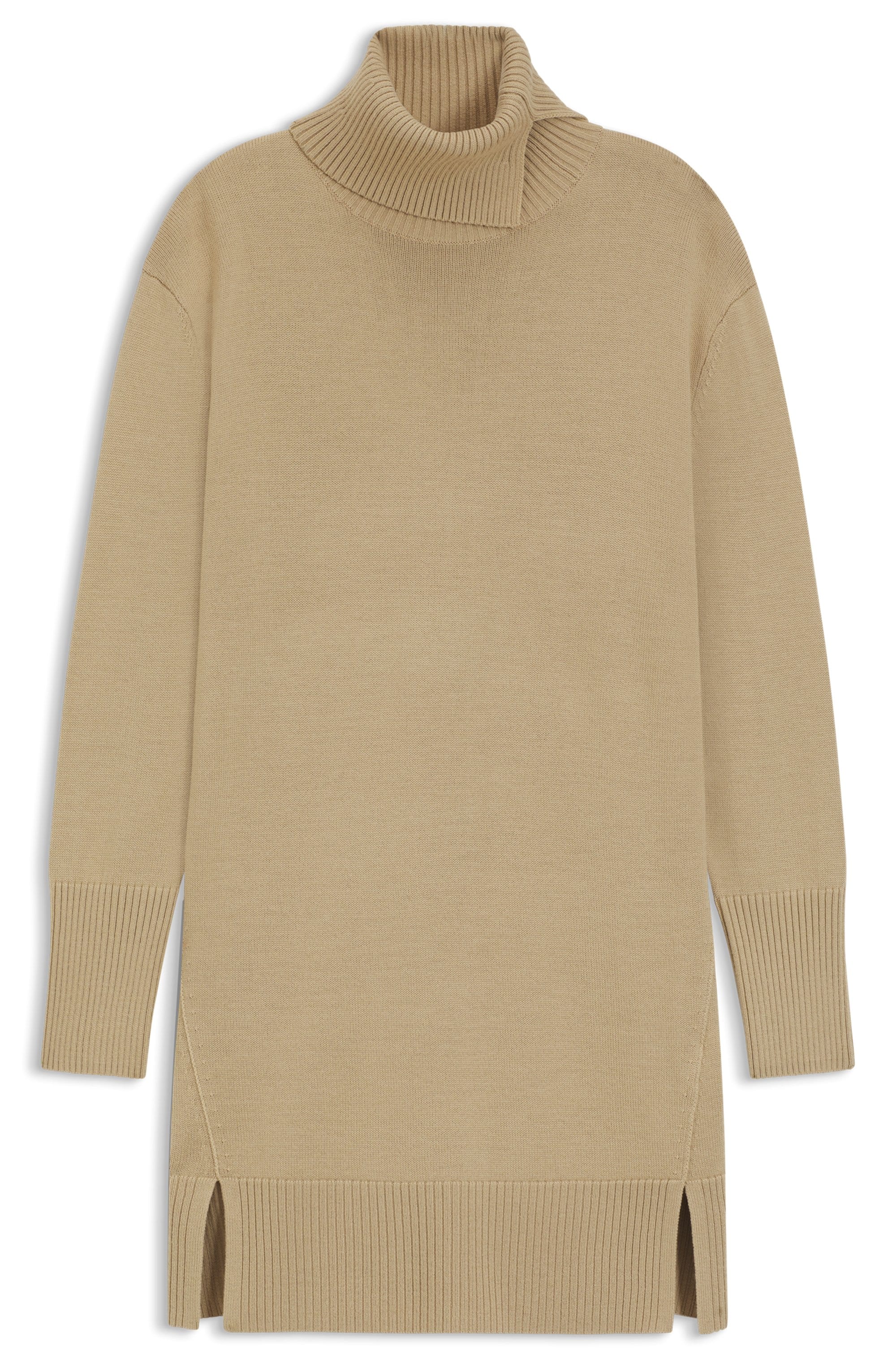 BOSS ORANGE Strickkleid »Feringatessa Premium Damenmode«, Relaxed Fit, mit Schlitzdetails, Turtle Neck