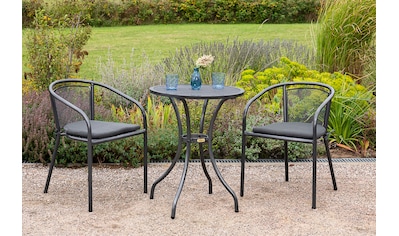 Garten-Essgruppe »Delos«, (3 tlg.), 2 Stapelsessel mit Sitzkissen, Tisch