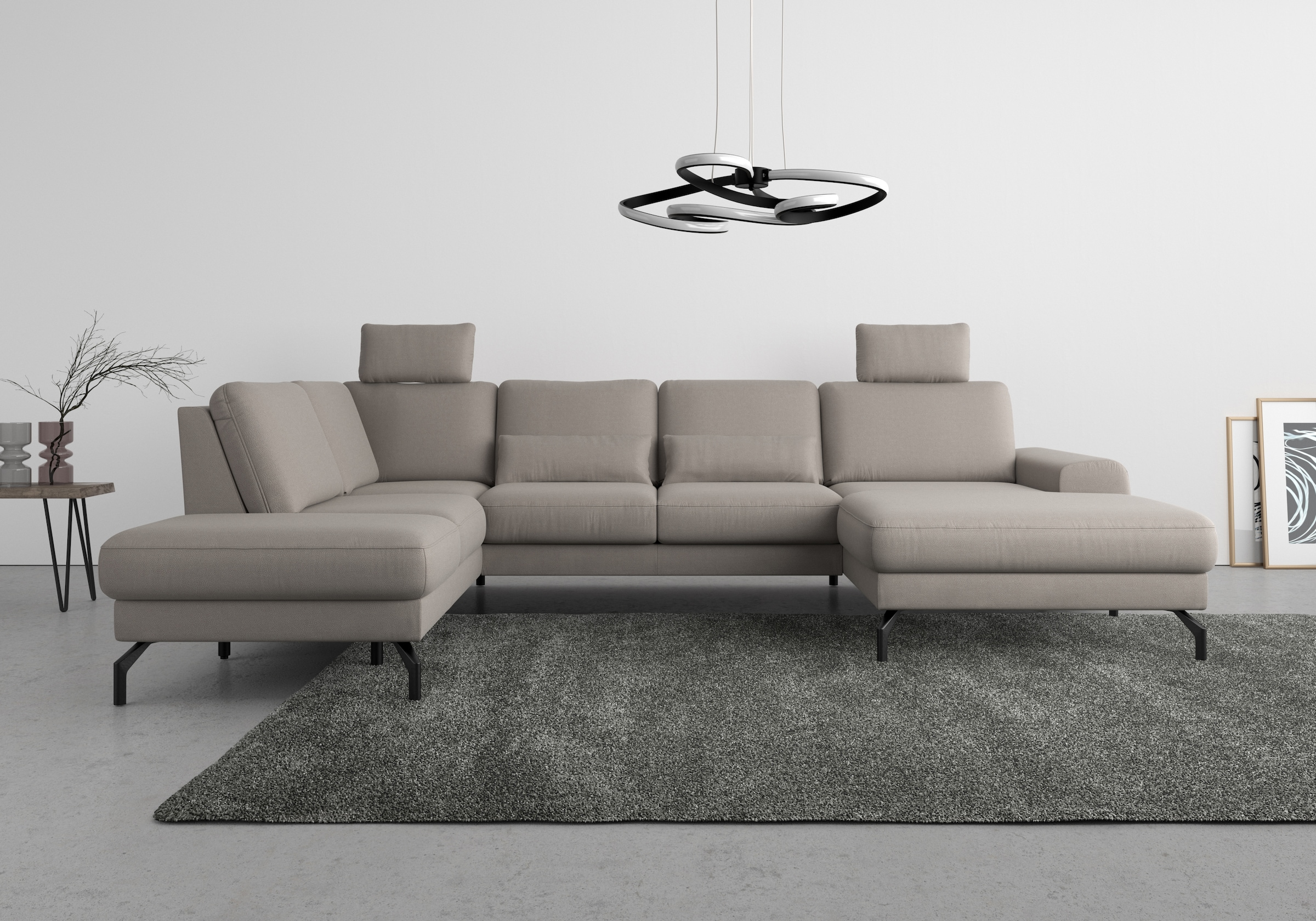 sit&more Wohnlandschaft »Cinturo U-Form« inklusive Sitztiefenverstellung und Federkern, Sitzhöhe 48 cm