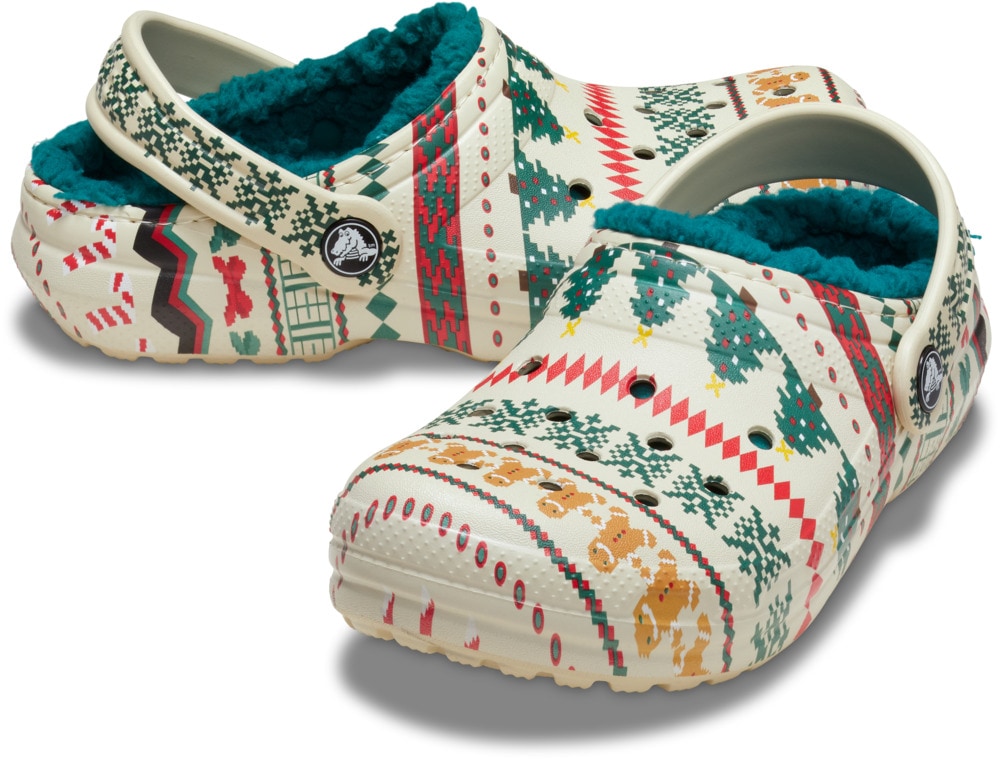 Crocs Clog »Classic Lined Isle Clog K«  Weihnachtsschuh, Hausschuh mit buntem Festive Print