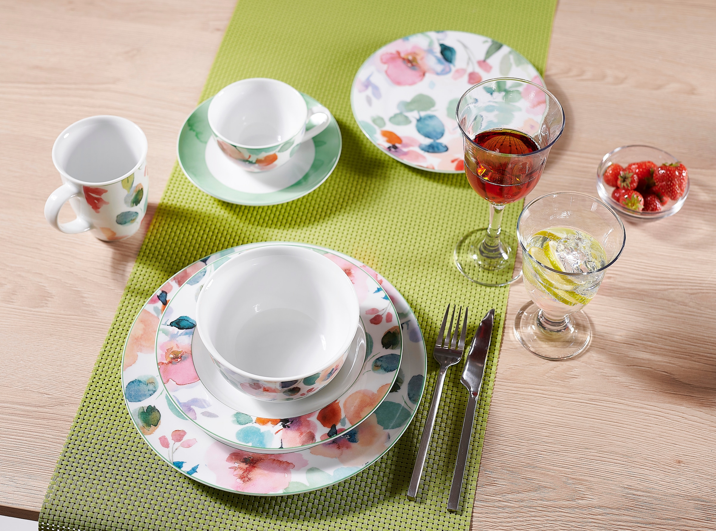 Ritzenhoff & Breker Tafelservice »Teller Set, Geschirr-Set Celine«, (Set, 12 tlg.), Floral-Dekor, 12 Teile, für 6 Personen