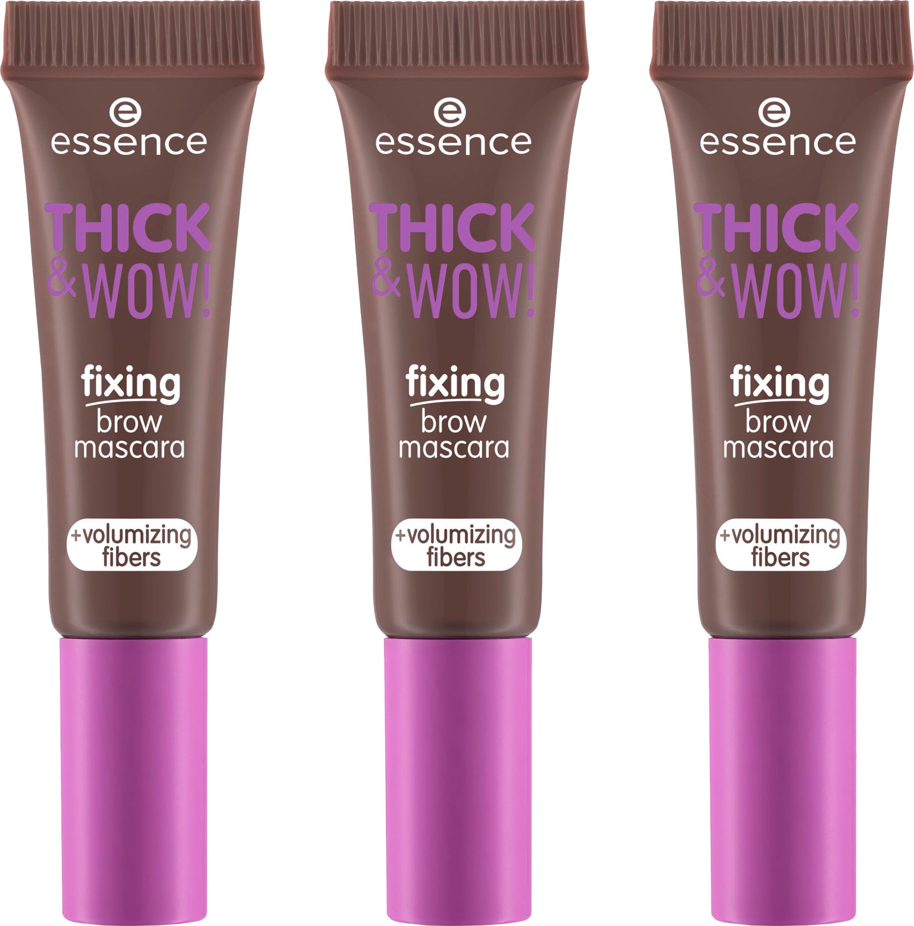 Essence Augenbrauen-Gel »THICK & WOW! fixing brow mascara«, (3 tlg.), mit Fasern