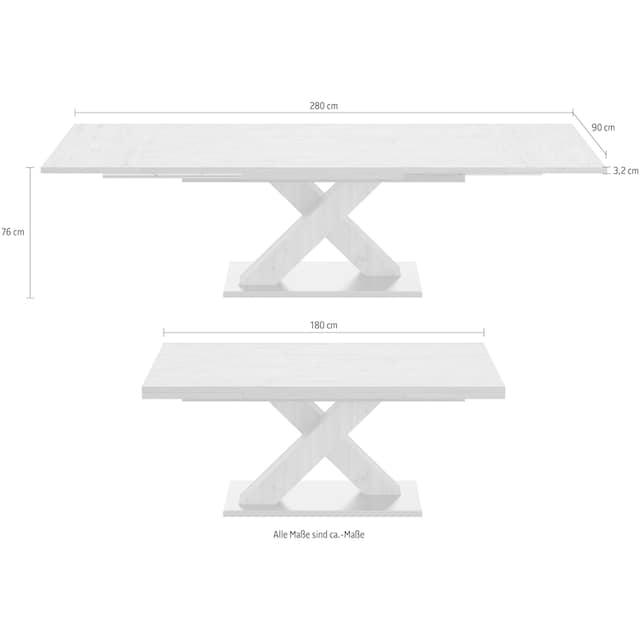 Mäusbacher Esstisch »Komfort C«, mit X-Gestell in graphit und mit  Auszugsfunktion, Breite 180-280 cm auf Rechnung bestellen