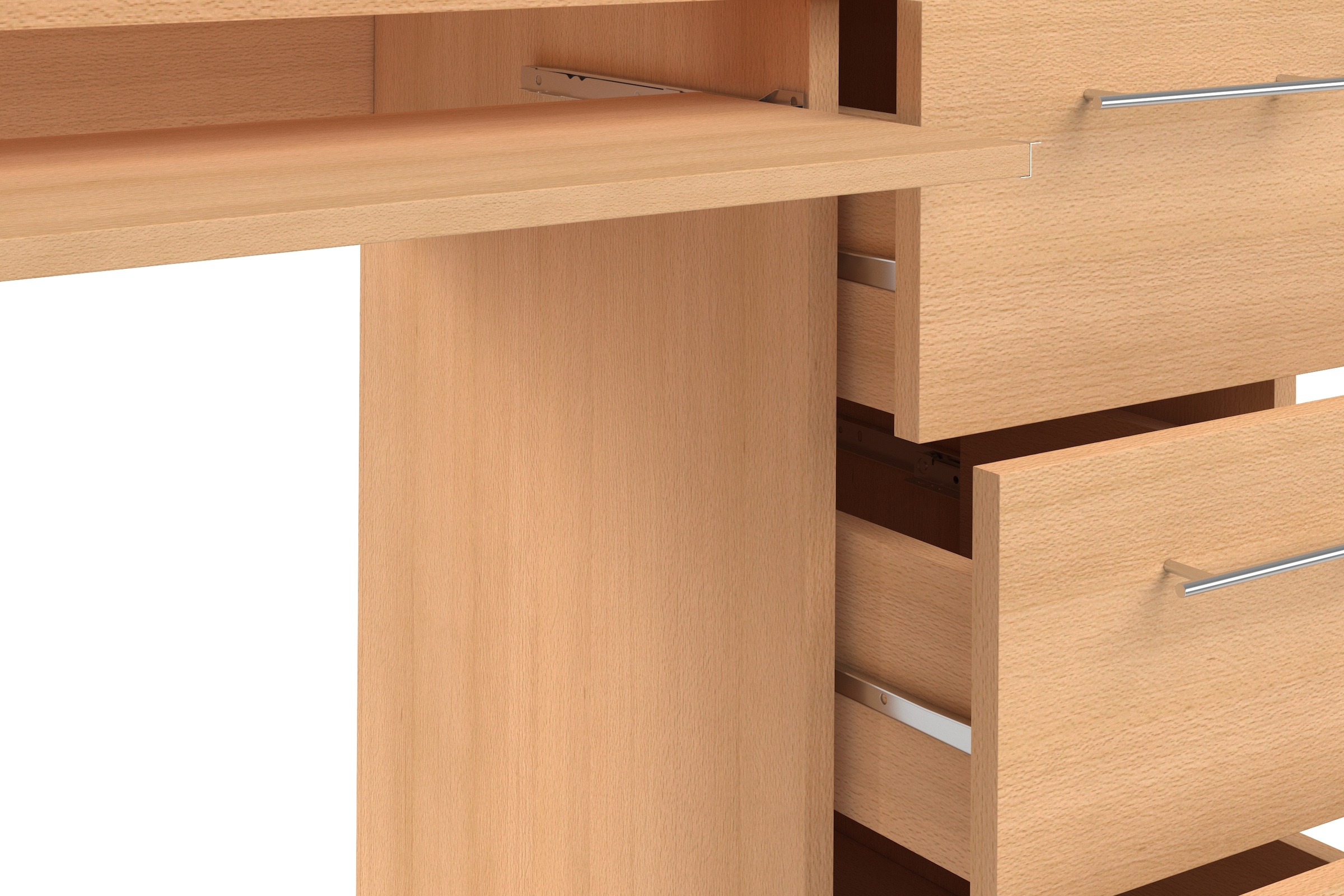 VOGL Möbelfabrik Schreibtisch »Tobi, optional mit Tastaturauszug,«, mit 3 Schubkästen, Breite 115 cm, Made in Germany