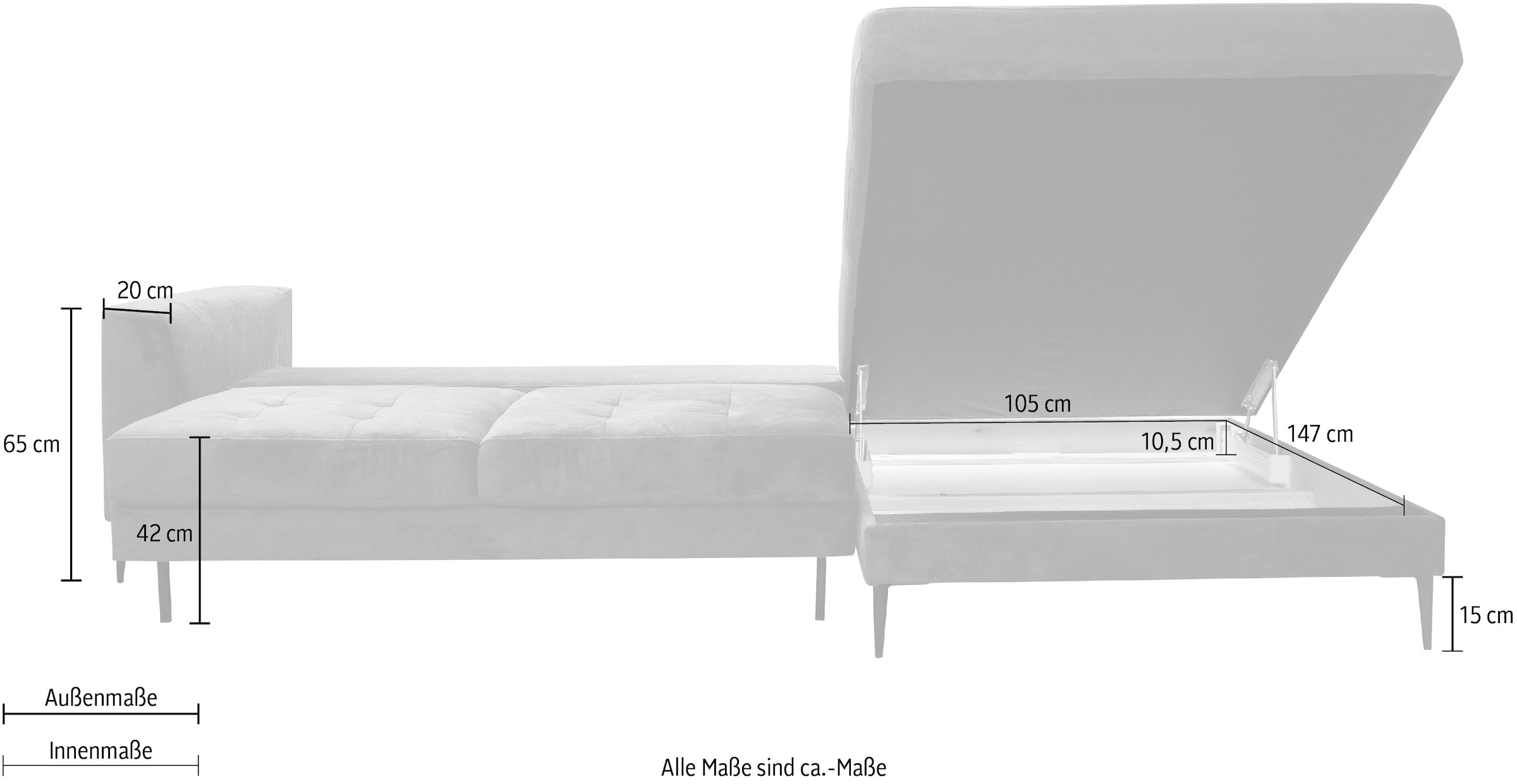 TRENDMANUFAKTUR Ecksofa »Luzi, wahlweise mit Schlaffunktion & Bettkasten. OTTOs Choice, L-Form«, Designsofa mit tollem Sitzkomfort, Metallfüße schwarz, Breite 280 cm