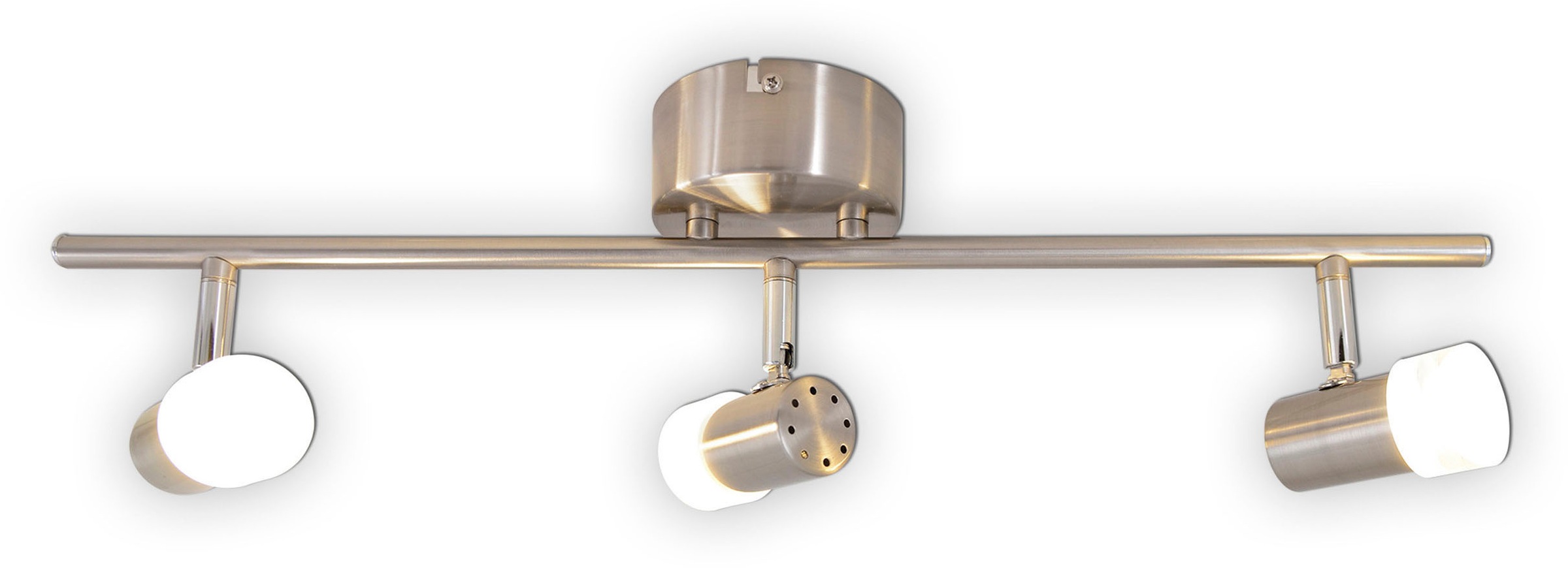 näve LED Deckenspots »Malaga«, 3 flammig, 3er LED-Wand-u. Deckenspot, stahl-blank, 3xLED warmweiß, L: 61cm