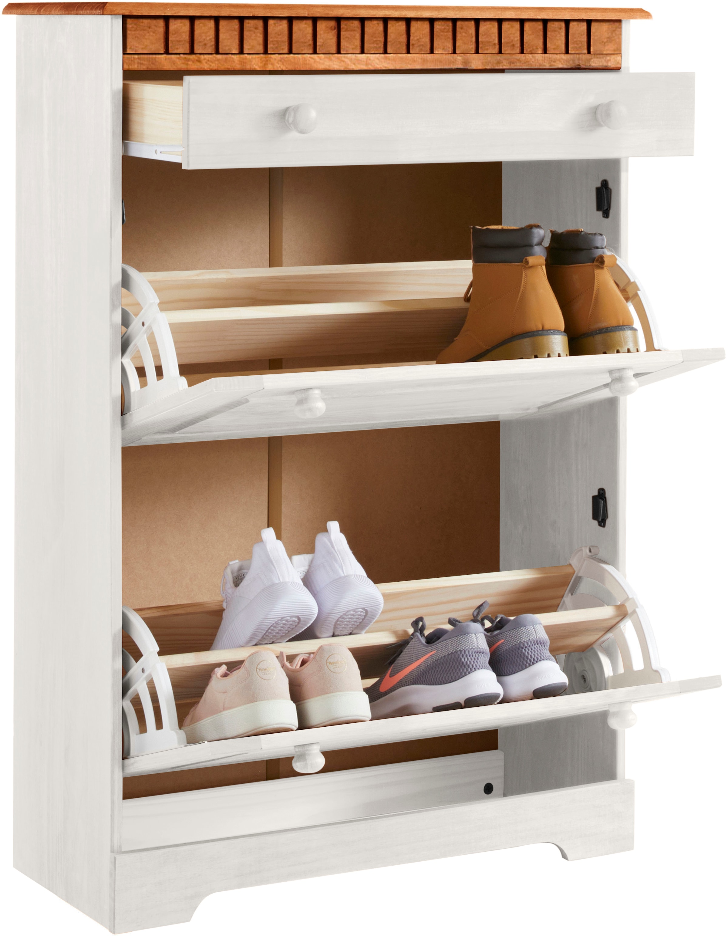 Home affaire Schuhschrank »Lisa«, mit 1 Schubkasten und 2 Klappen, Höhe 105 cm, Breite 75 cm