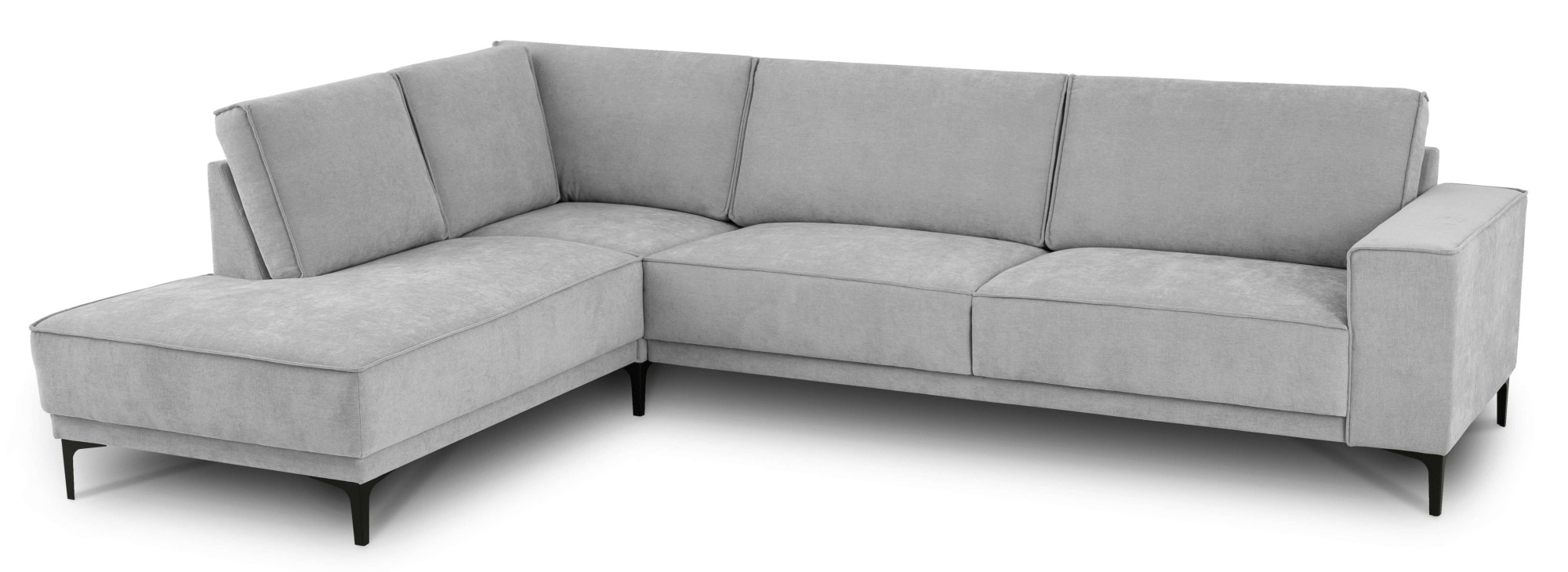 Places of Style Ecksofa »Polsterecke Oland, Struktur, Flachgewebe, Luxus-Microfaser, Boucle«, L-Form, 289 cm, Wellenunterfederung, Skandi-Design, Metallfüße