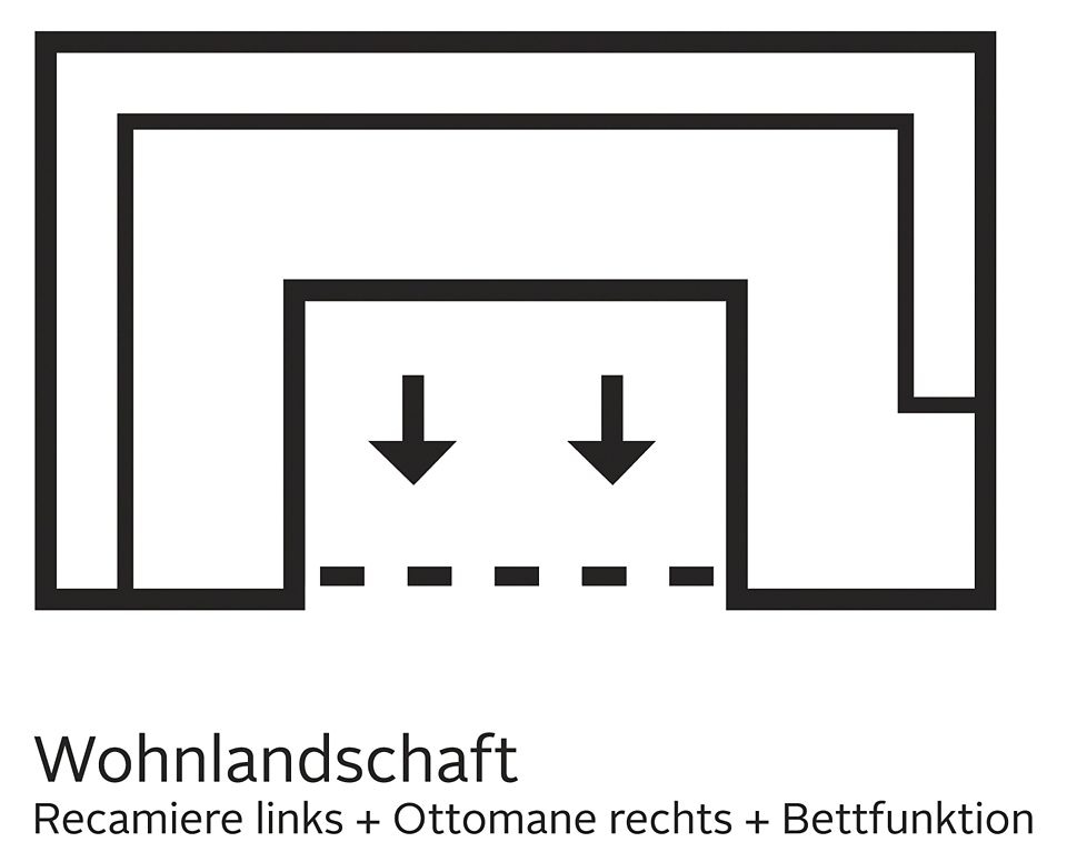 TRENDMANUFAKTUR Wohnlandschaft »Indie, toller Sitzkomfort, aufwendige Detailverarbeitung, U-Form«, wahlweise mit Bettfunktion