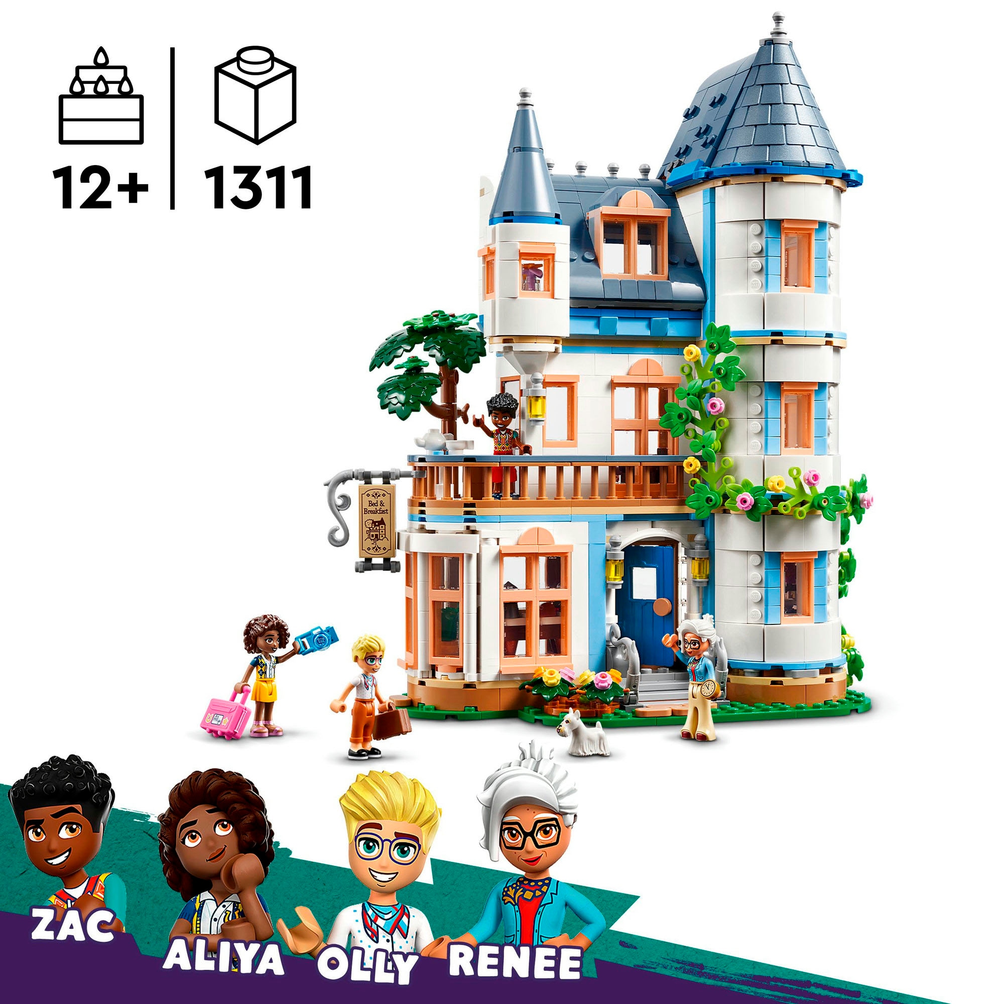 LEGO® Konstruktionsspielsteine »Burg mit Ferienunterkunft (42638), LEGO Friends«, (1311 St.), Made in Europe