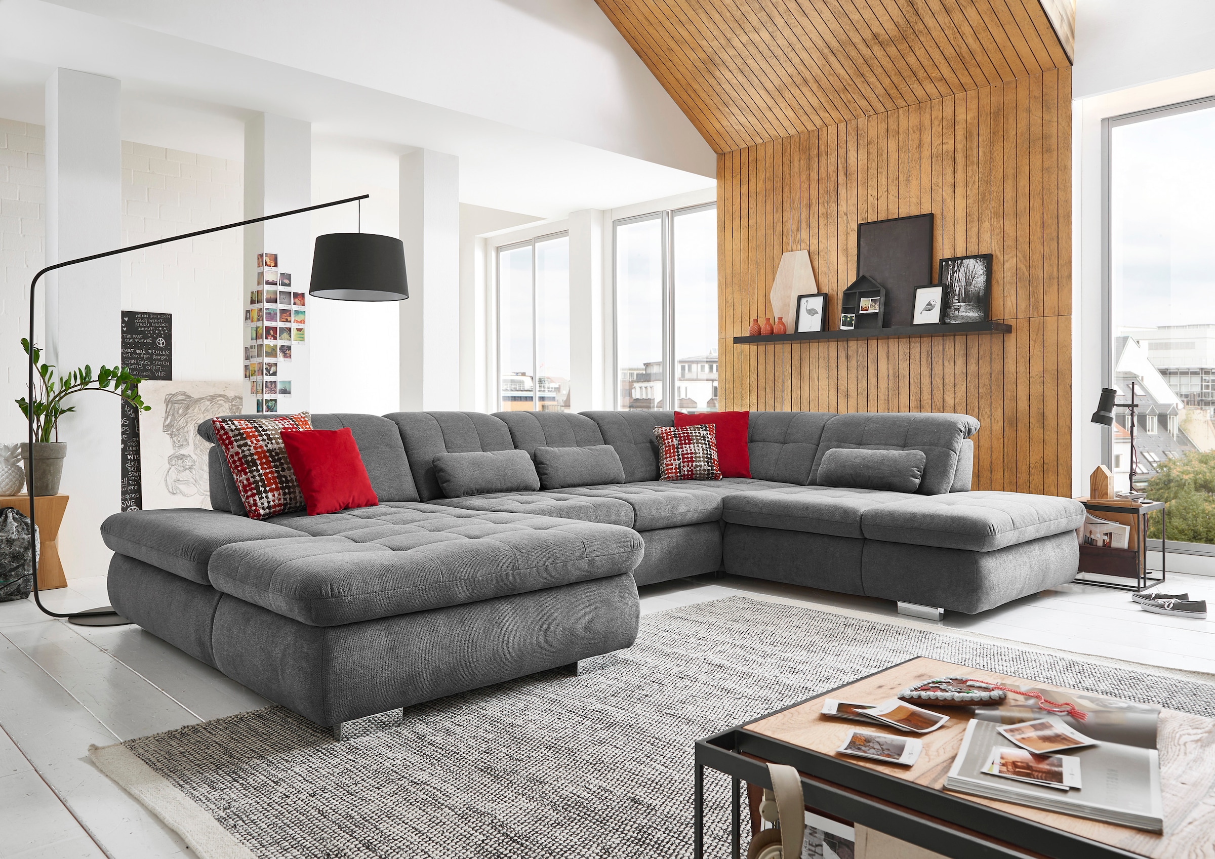 Die PlanBar Wohnlandschaft »MP-IN17004 U-Form, Breite 382 cm« Federkern-Polsterung, wahlweise mit Funktionen