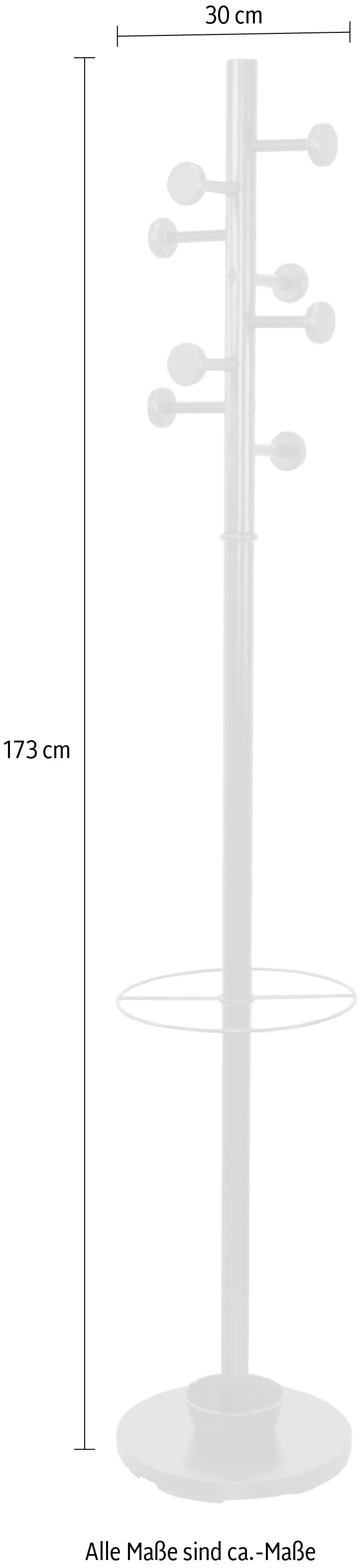 INOSIGN Garderobenständer, aus Metall, Höhe 172 cm, 8 Haken, mit Schirmhalter