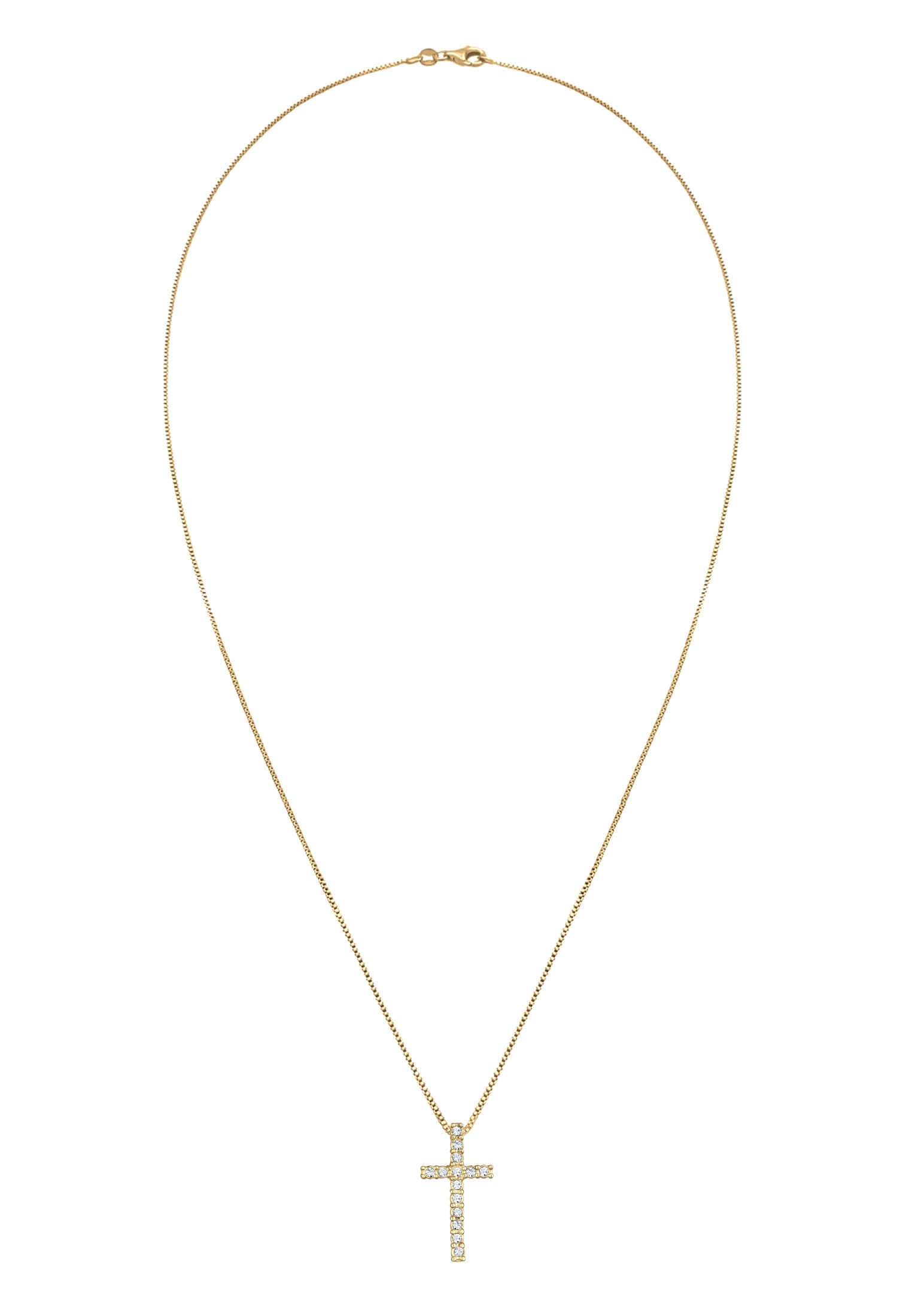 Kuzzoi Lange Kette »Halskette Kreuz Kristalle Religion 925 Silber«