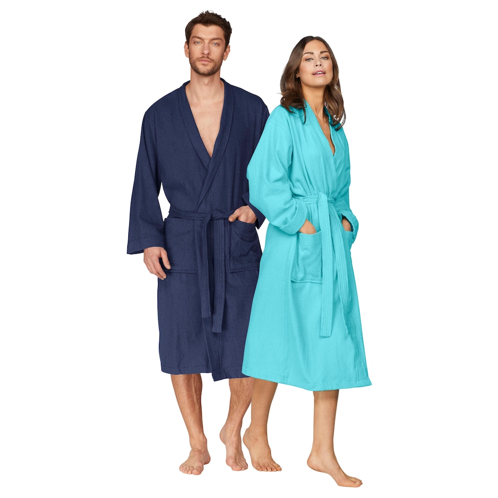 my home Unisex-Bademantel »Travel«, (1 St.), für Damen & Herren, mit Kimono-Kragen, leichte Qualität - ideal für jede Reise, reine Baumwolle, lang