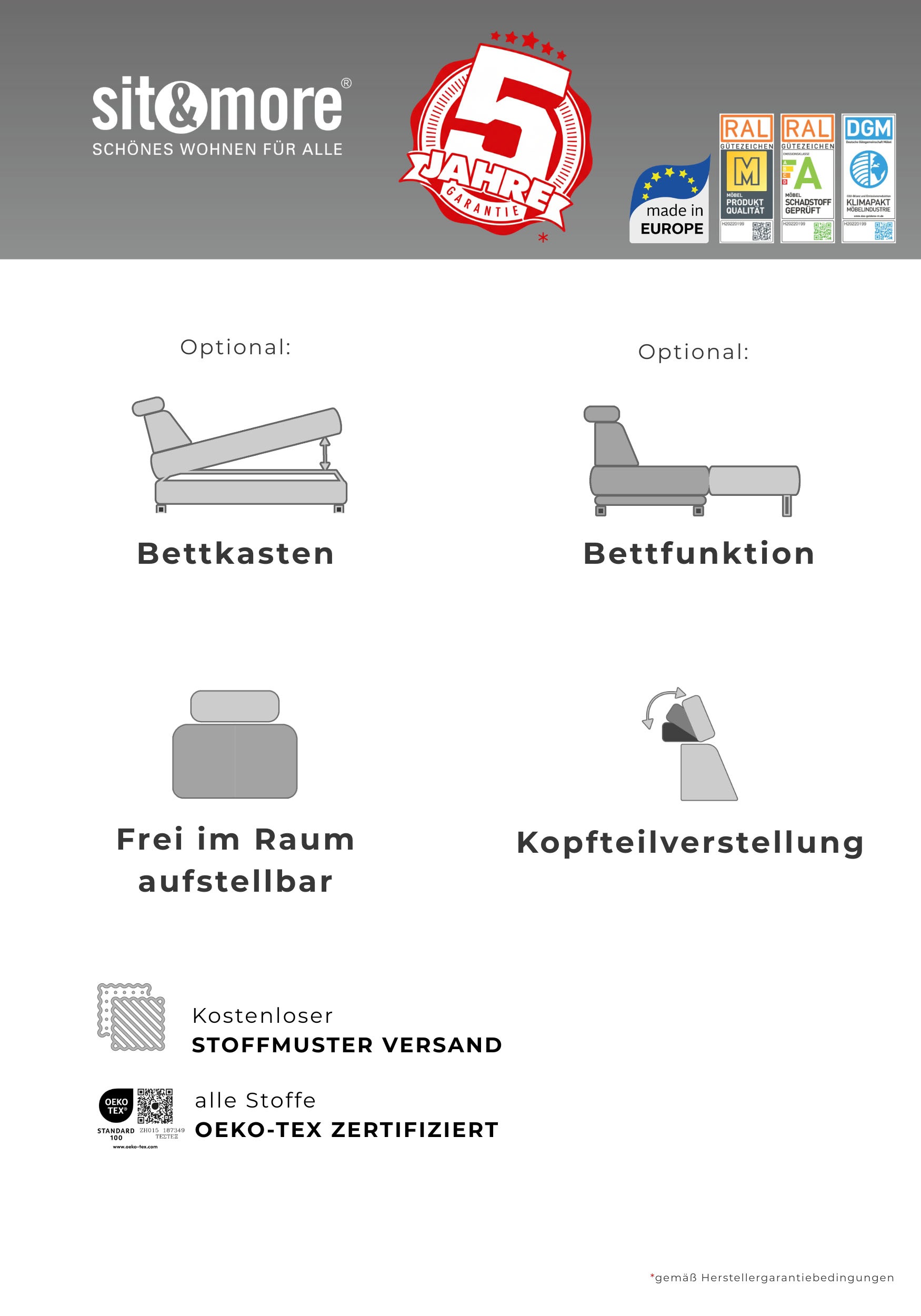 sit&more Ecksofa »Arngast L-Form« inklusive Kopfteilverstellung und Federkern