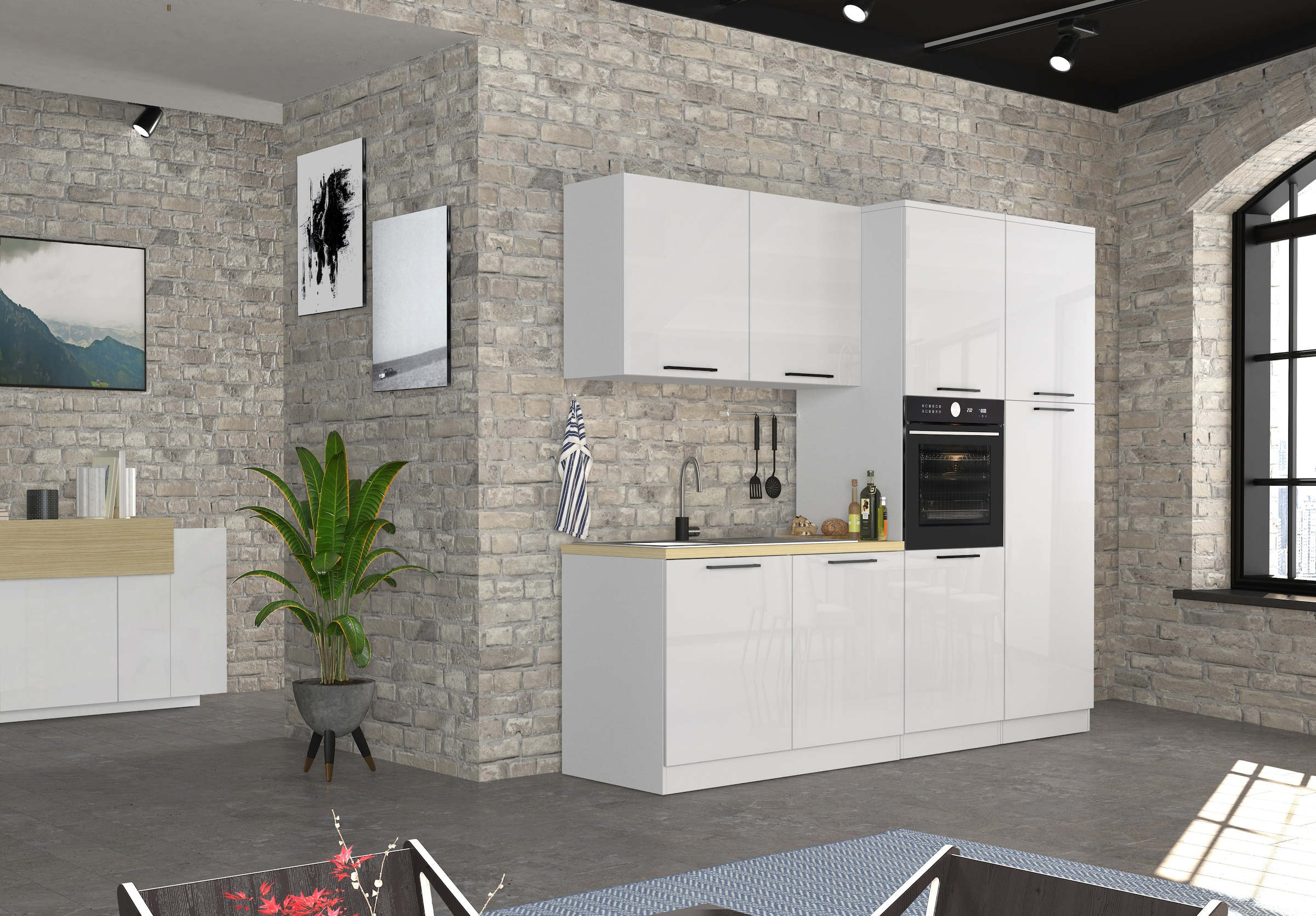 KOCHSTATION Aufsatzschrank »Luna, Hängeschrank, Küchenhängeschrank, Made in Italy« B/T/H: 60×60×20 cm, zusätzlicher Stauraum über der Arbeitsfläche