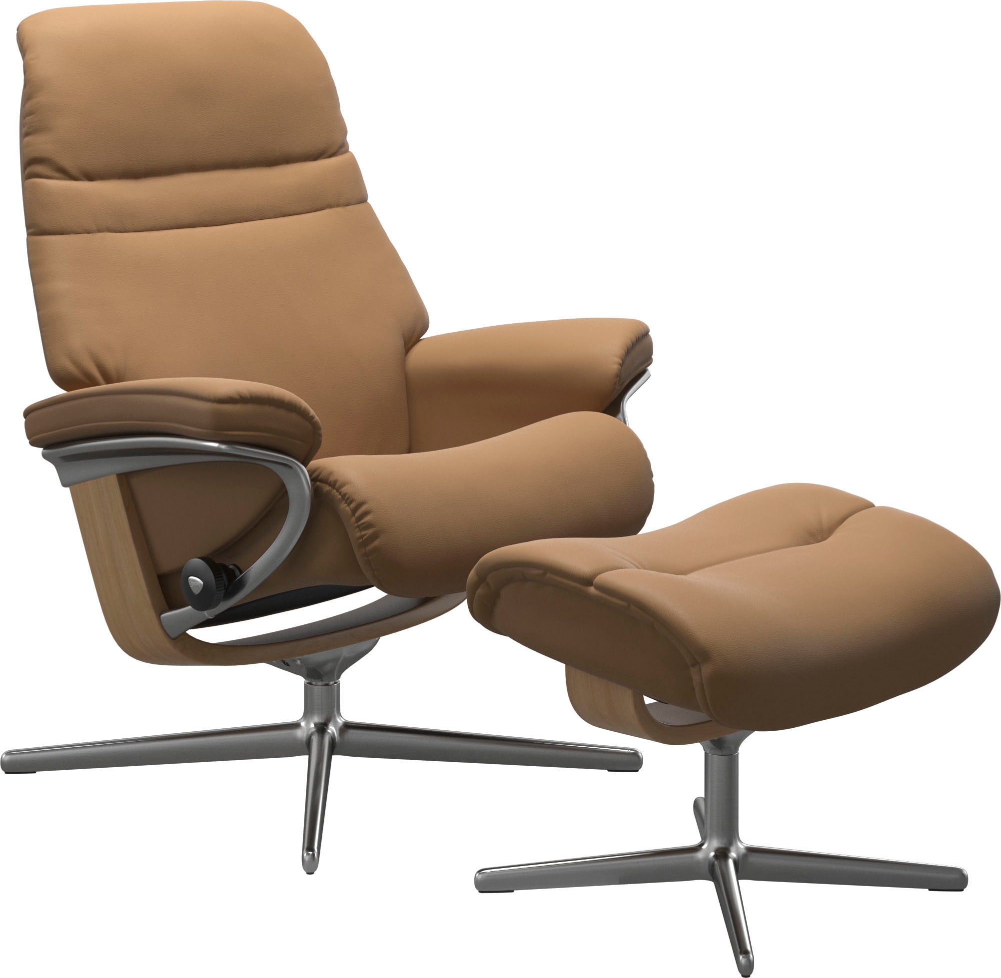 Stressless® Relaxsessel »Sunrise« Set, Relaxsessel mit Hocker,  mit Hocker, mit Cross Base, Größe S, M & L, Holzakzent Eiche