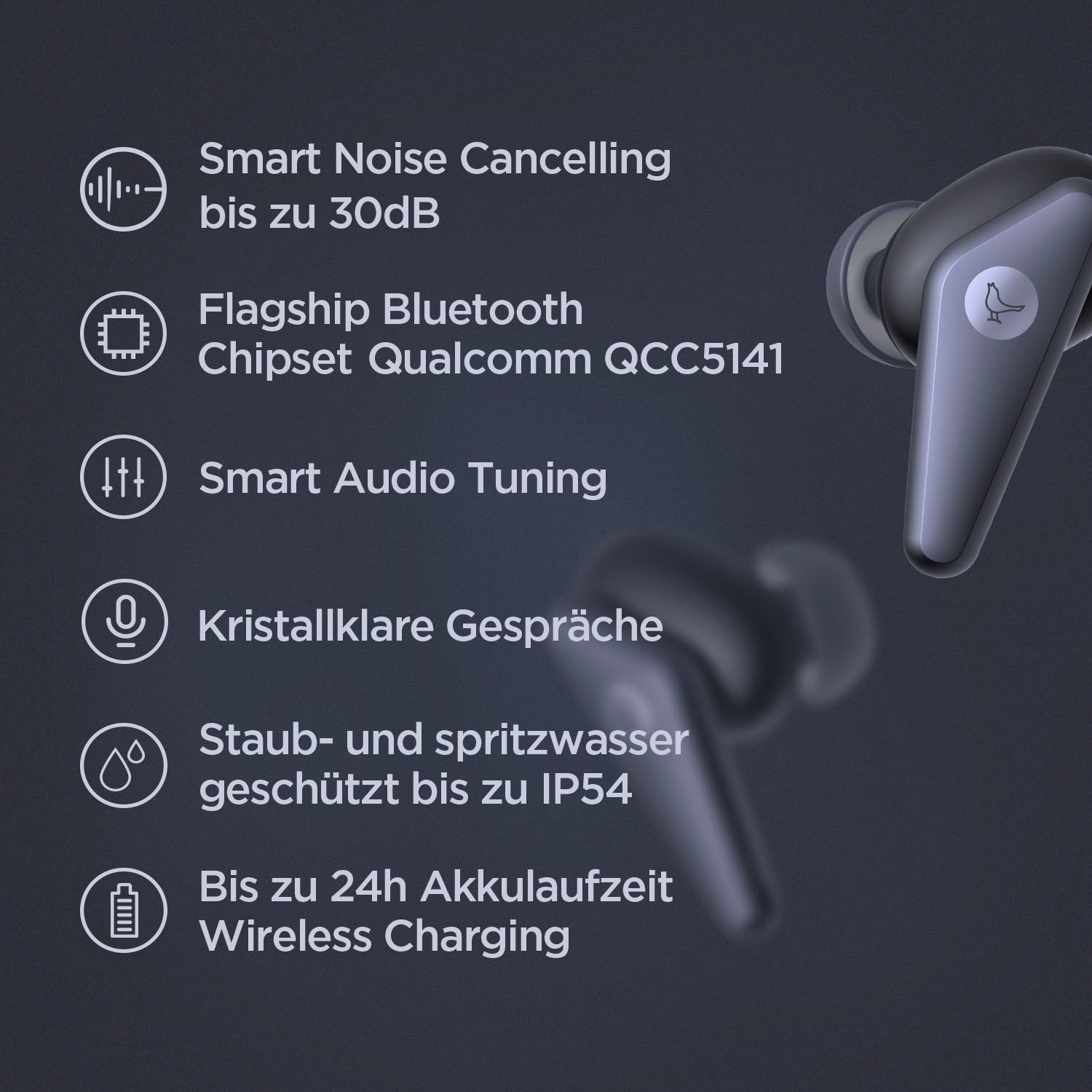 Noise-Cancelling-True SmartSound- (2nd XXL Wireless-Geräuschisolierung Garantie 3 Gen)«, Bluetooth, Libratone Jahre In-Ear-Kopfhörer UNIVERSAL ➥ »AIR+ wireless |
