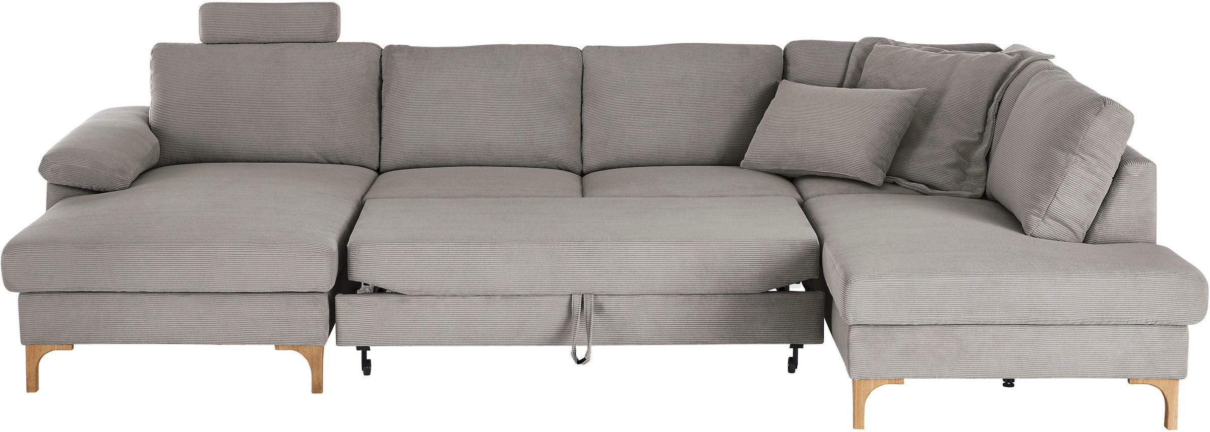 3C Candy Wohnlandschaft »Lecce, wahlweise PUR-Schaumstoff oder Tonnentaschenfederkern U-Form« Bettkasten in Umbauecke und Longchair, sowie Querschläfer im 2-Sitzer