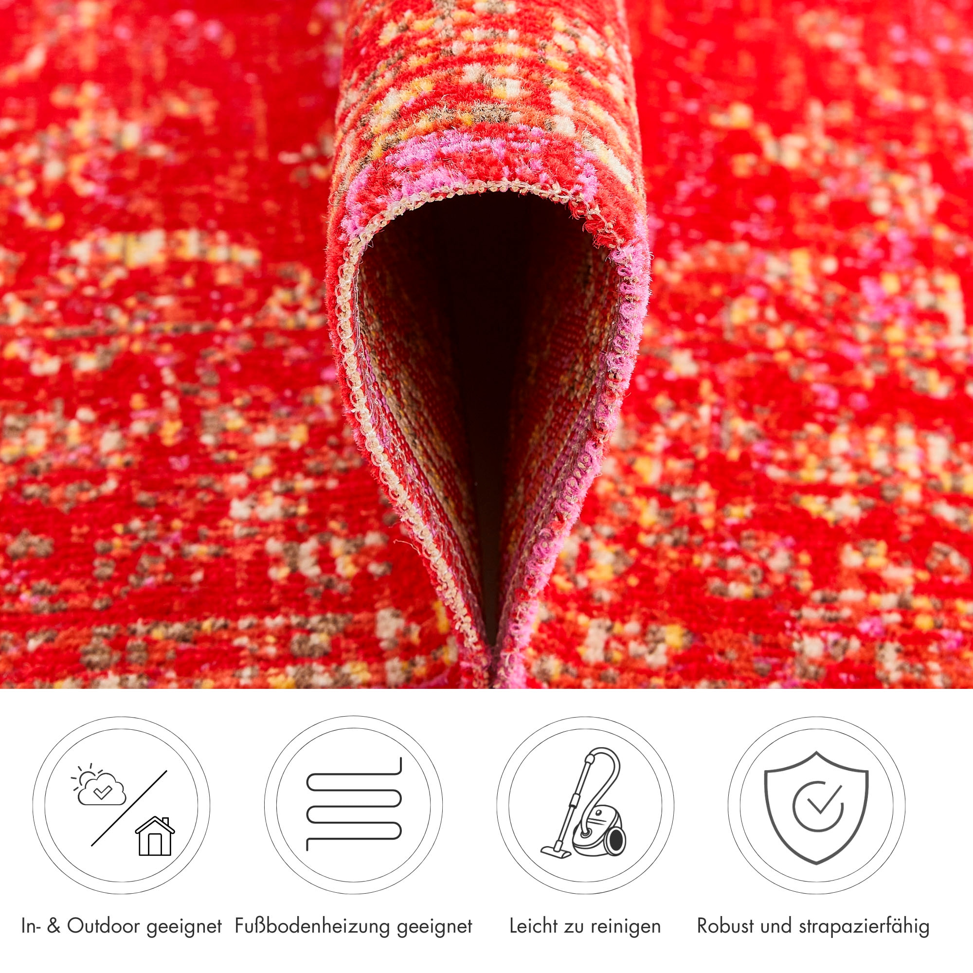 Andiamo Teppich »Colore«, rechteckig, 6 mm Höhe, verschieden Designs, In- und Outdoor geeignet, Wohnzimmer